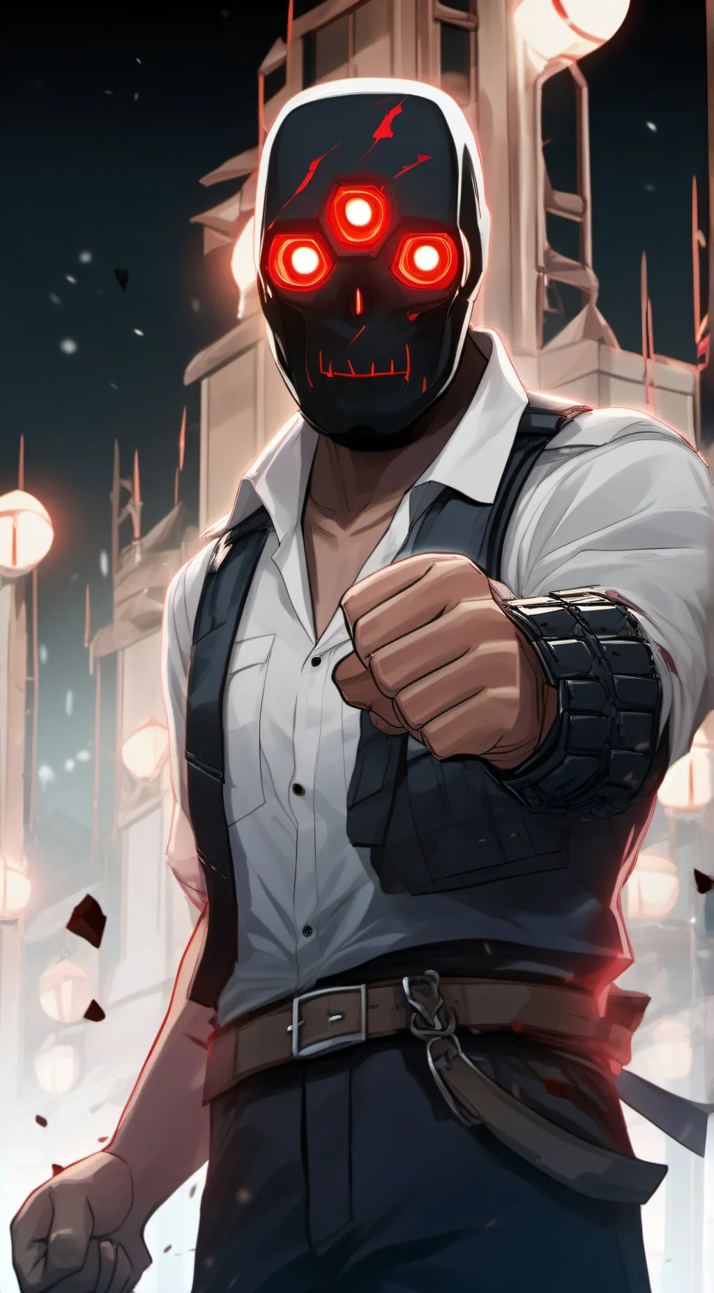 ai character: Destructive cyborg background