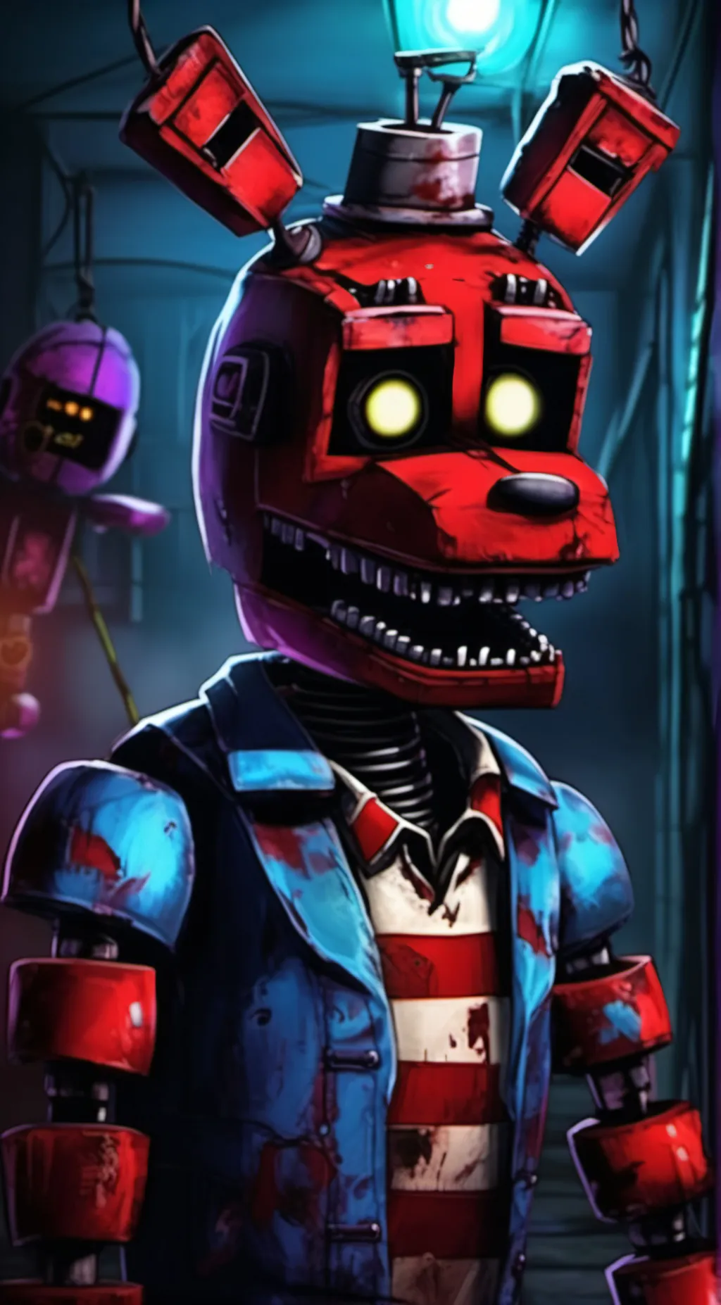 ai character: Withered Foxy  background