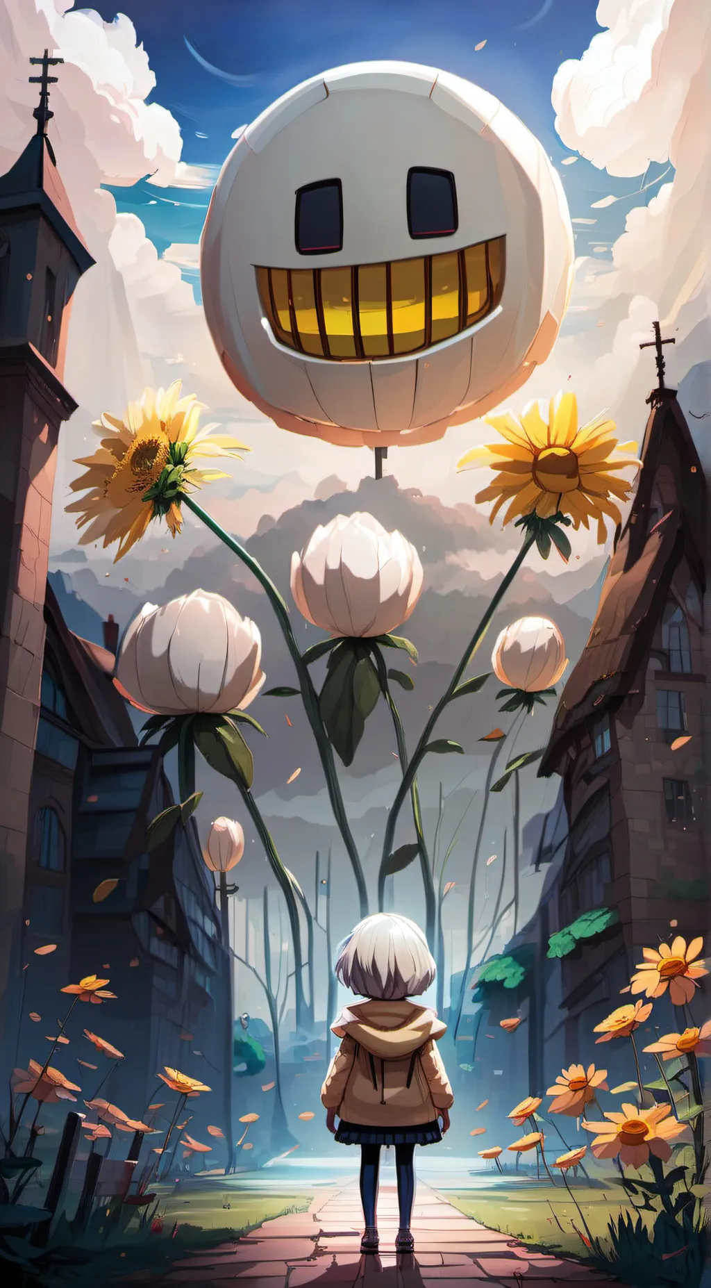 ai character: Flowey the flower background