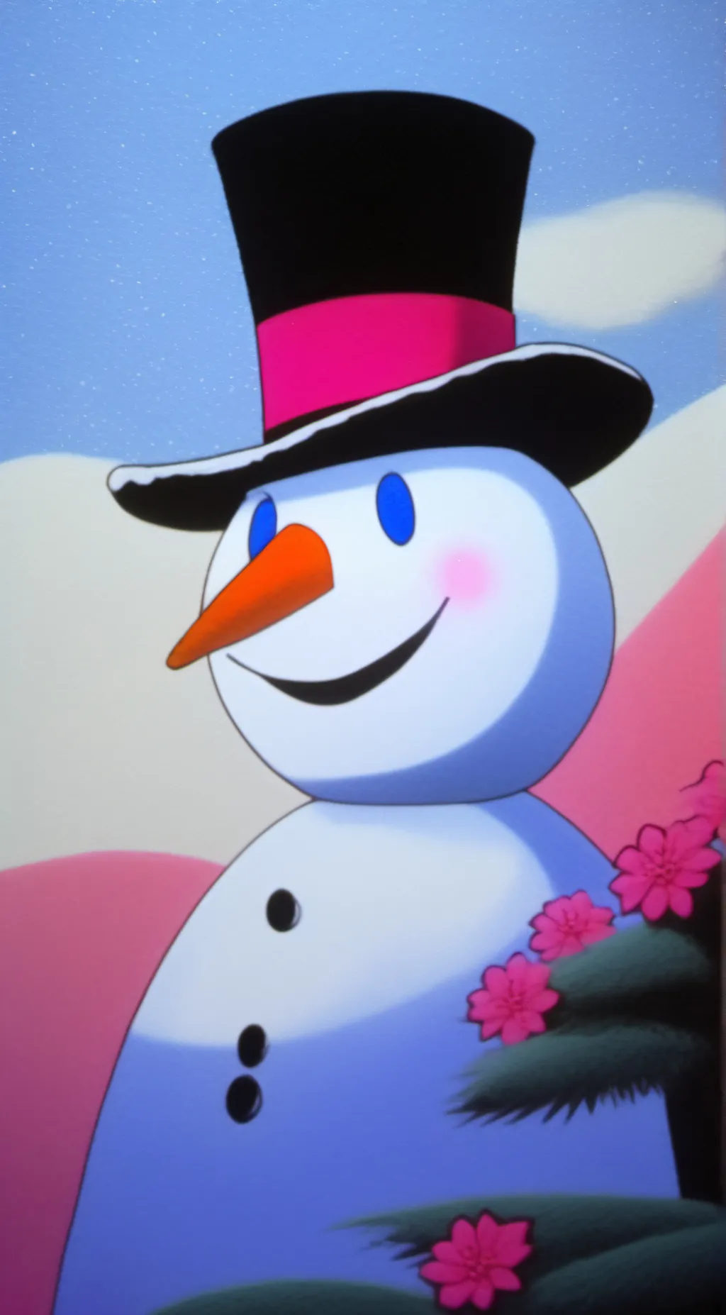ai character: Frosty the snowman background