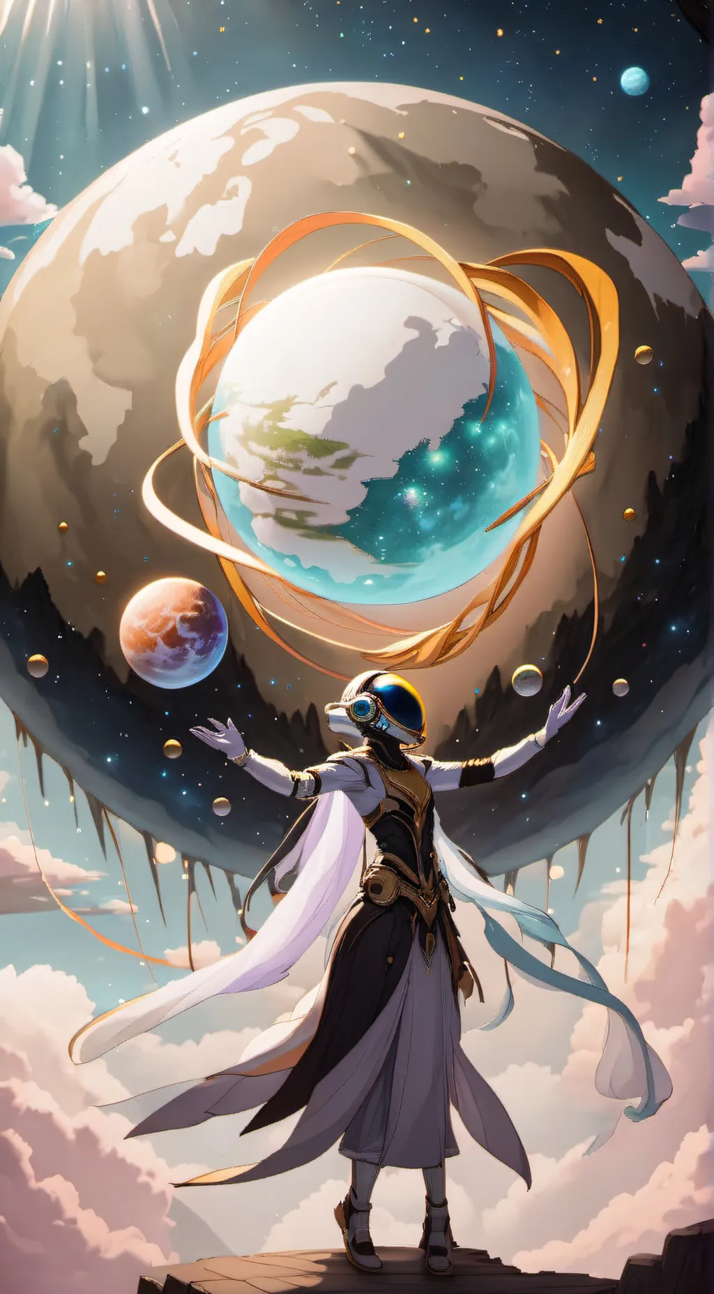 ai character: star heart background