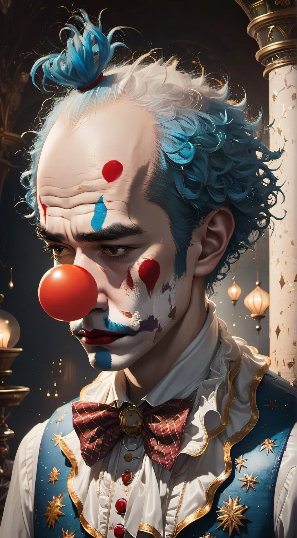 ai character: Scary clown  background