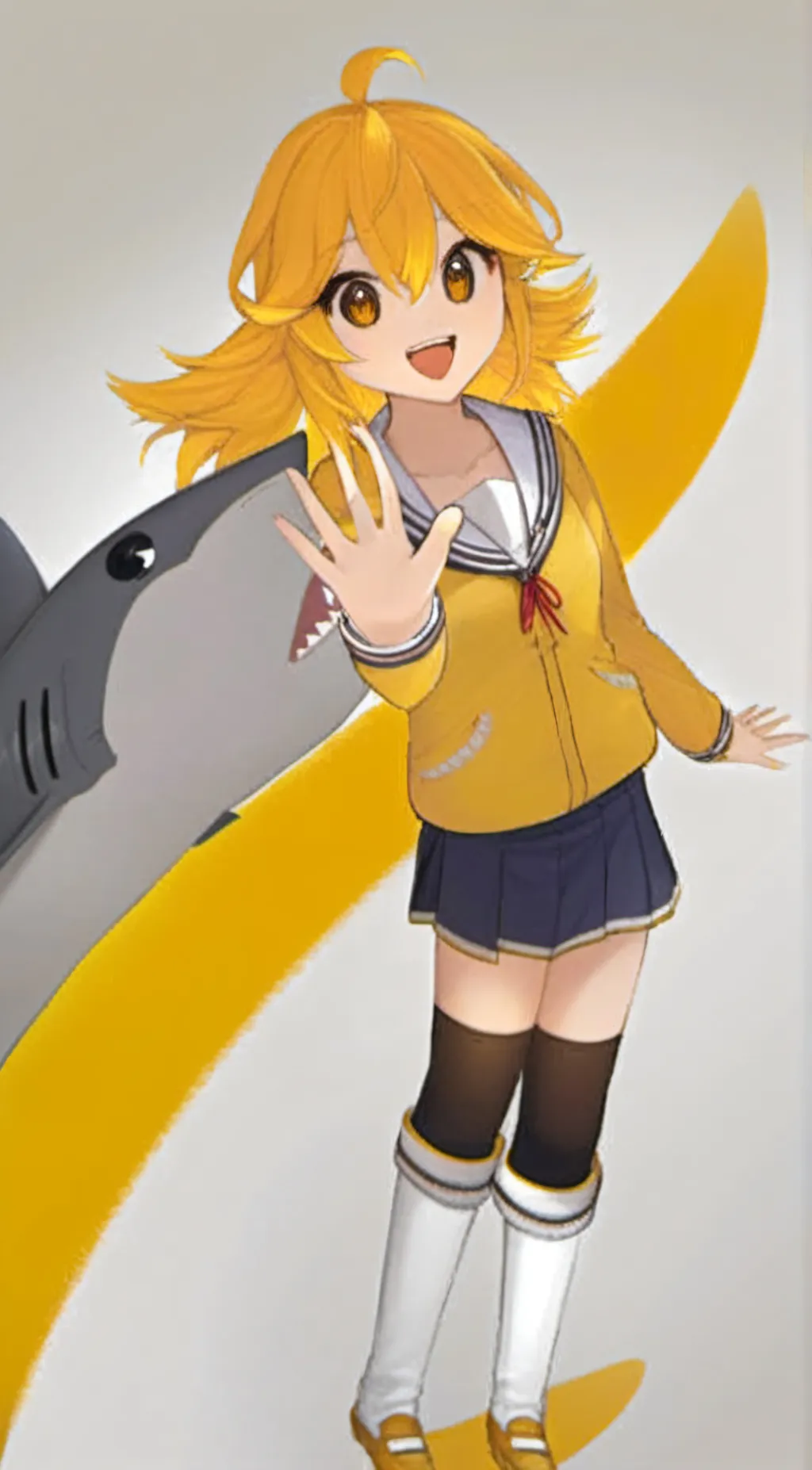 ai character: Shiny shark girl background