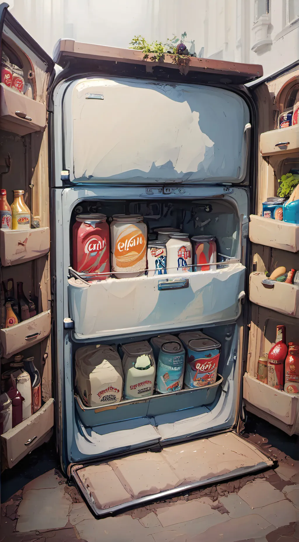 ai character: fridge background