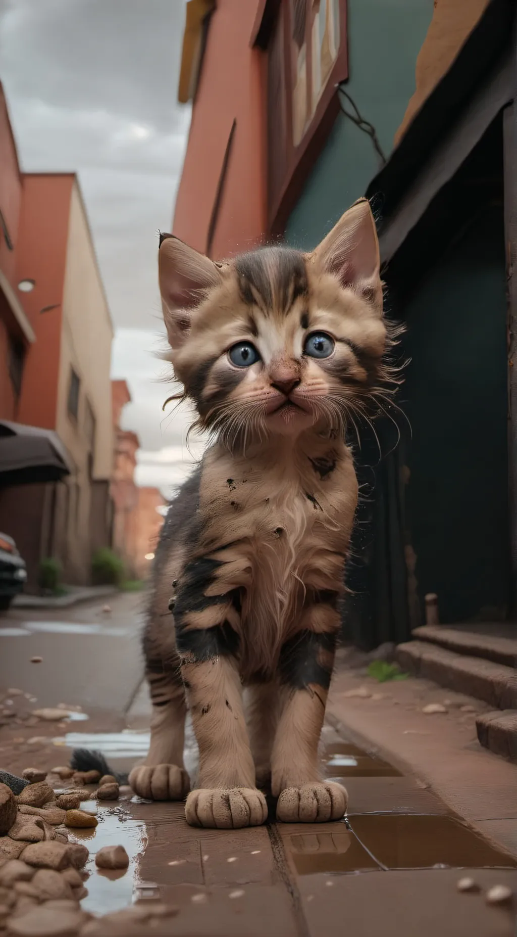 ai character: Abandoned kitten background