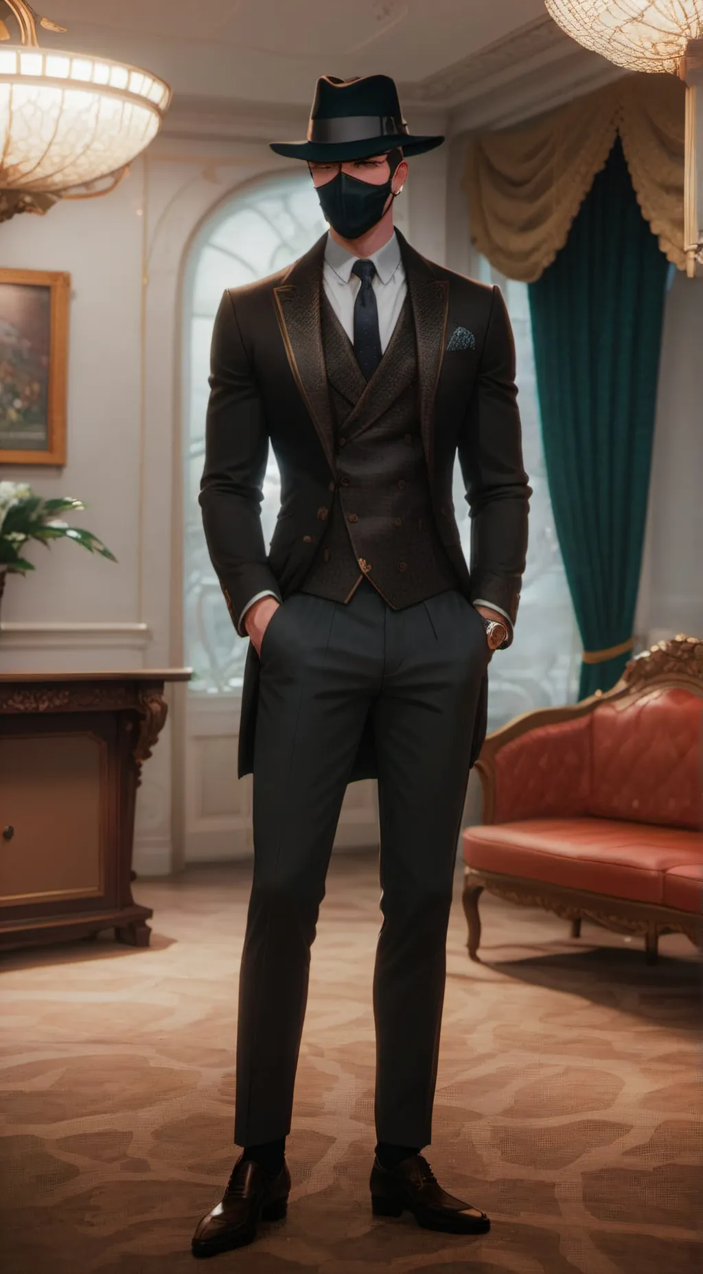 ai character: Bank Heist Smii7y background