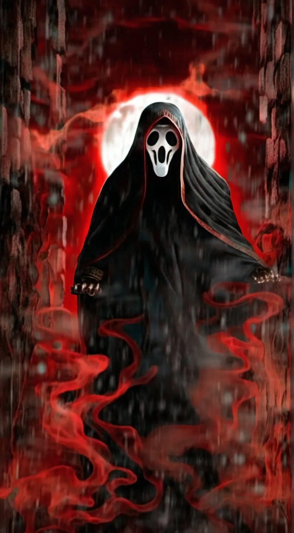 ai character: ghost face Lucifer background