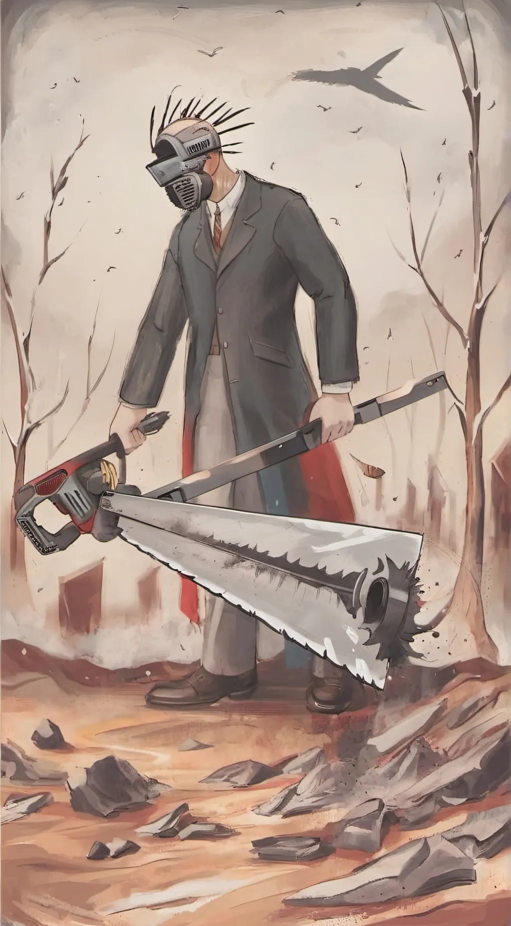 ai character: Buzz saw man background