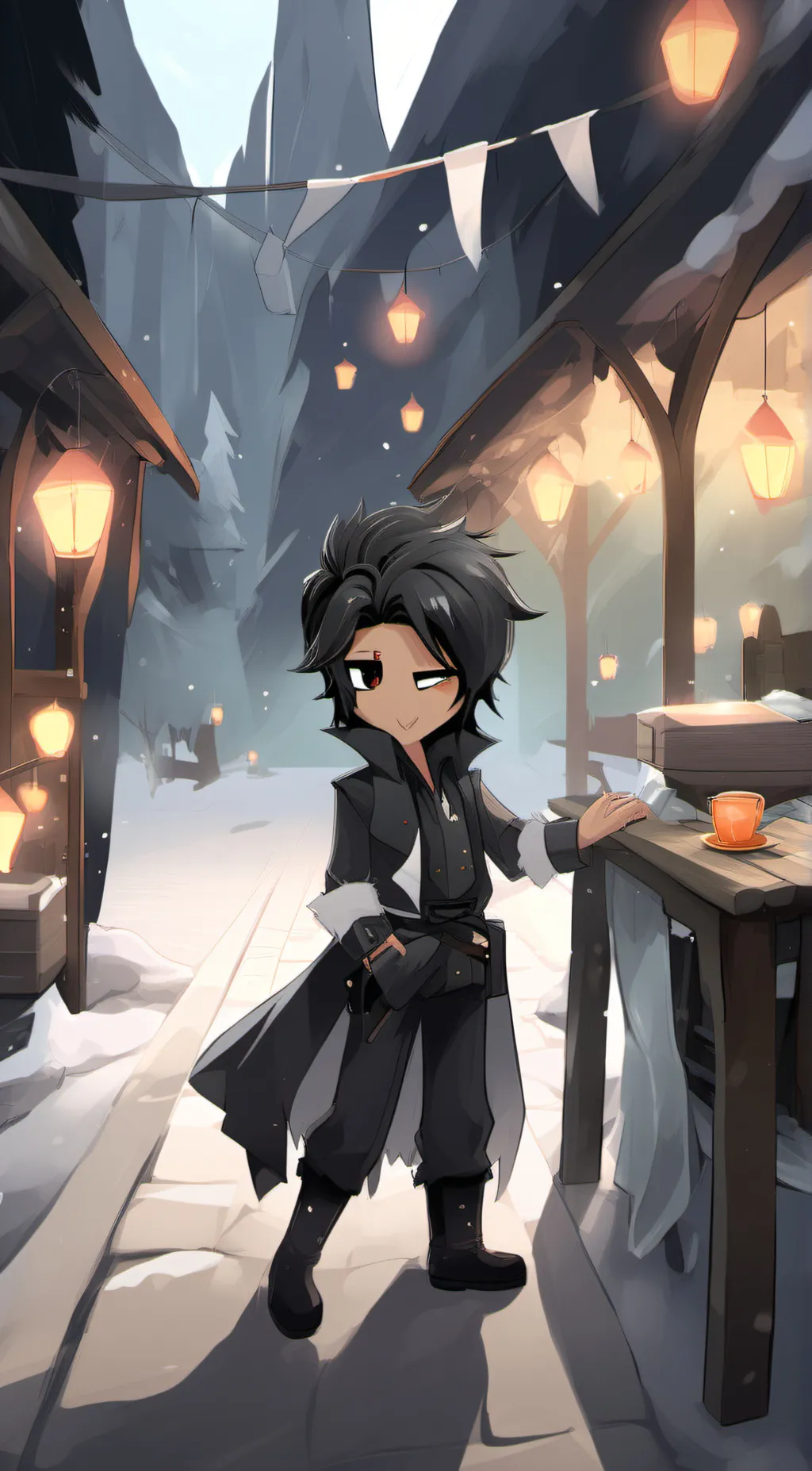 ai character: Mean slender girl  background