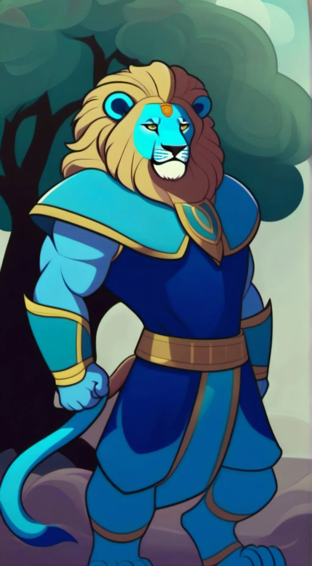 ai character: azure lion  background