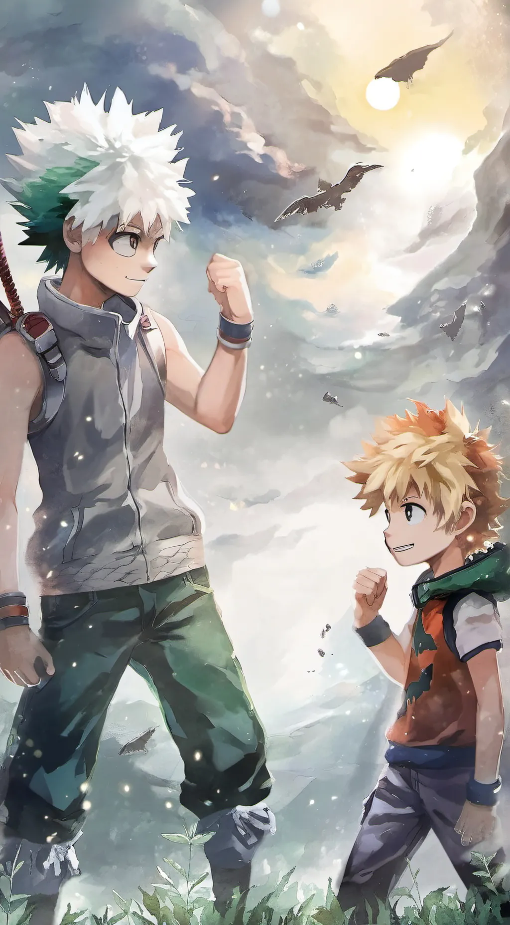 ai character: deku and kid baku background