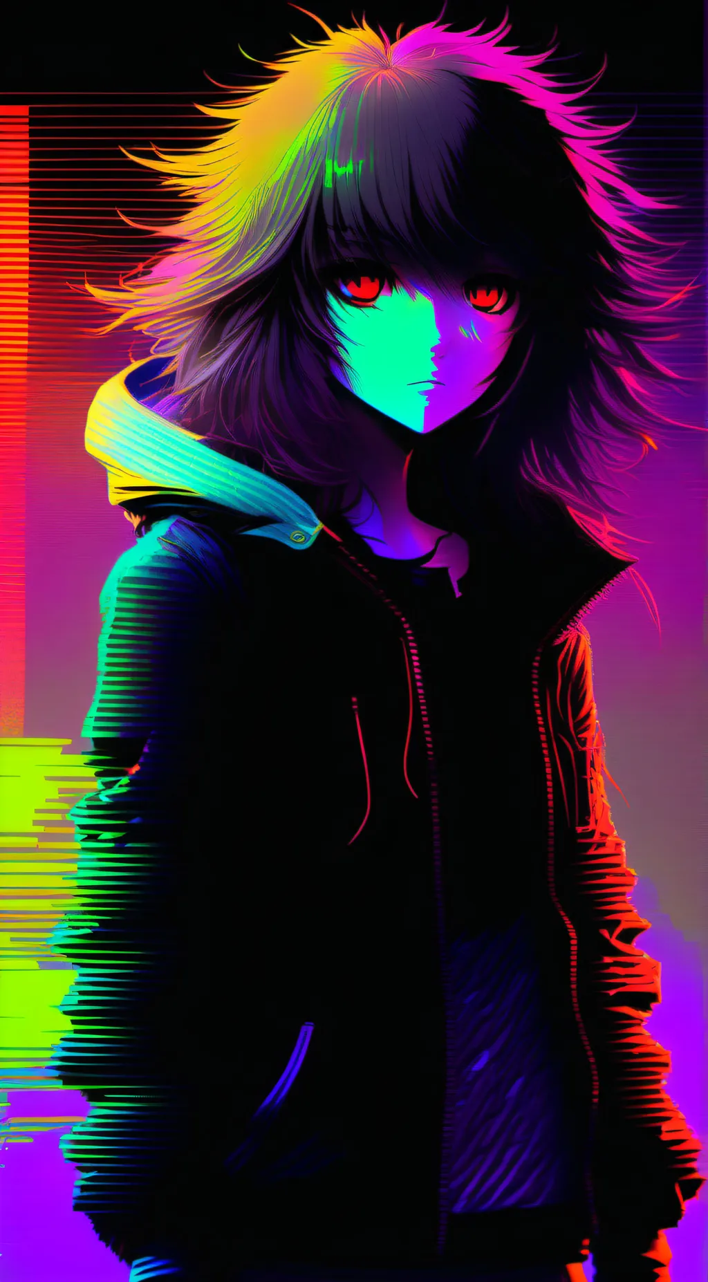 ai character: glitch background