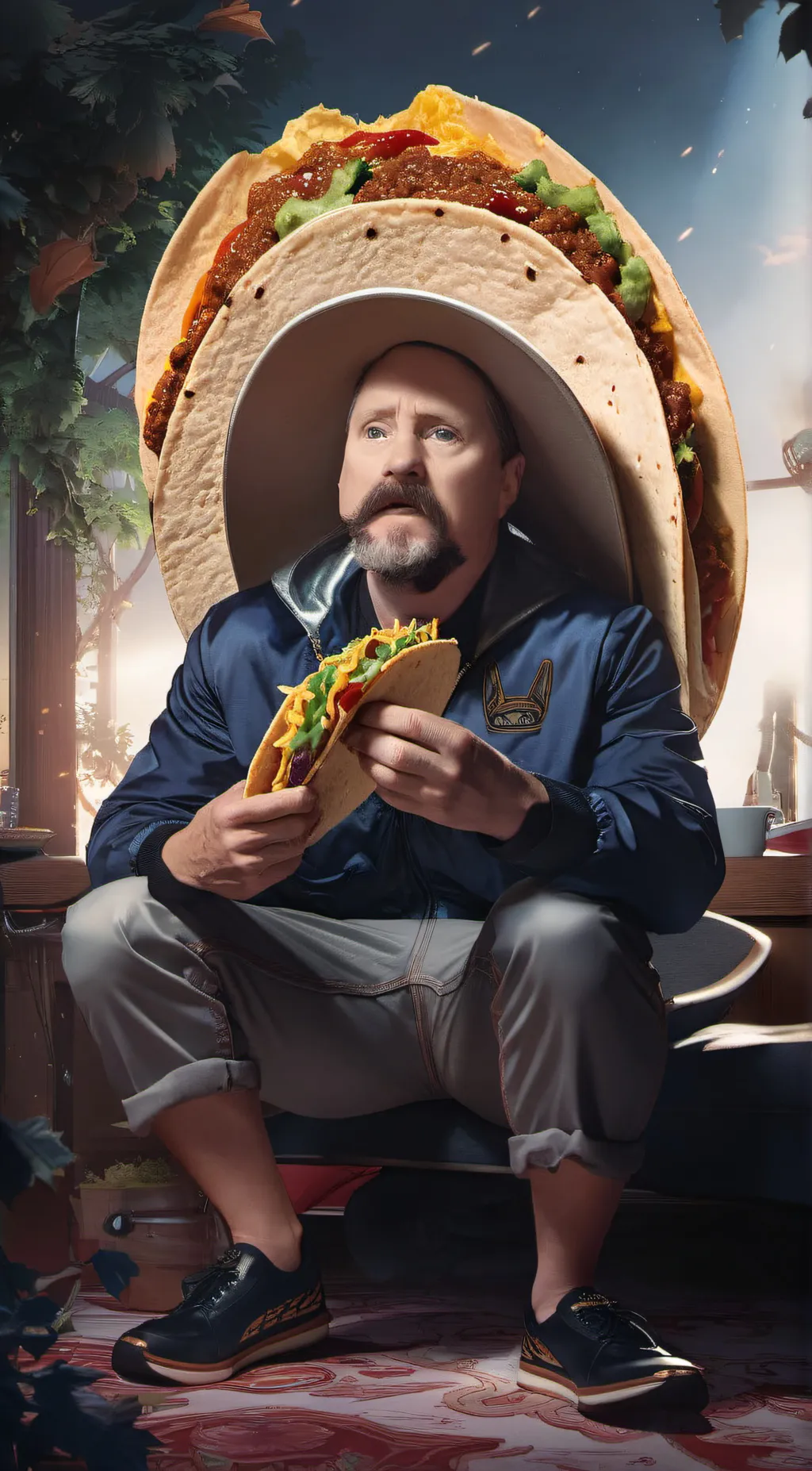 ai character: the taco crusader  background