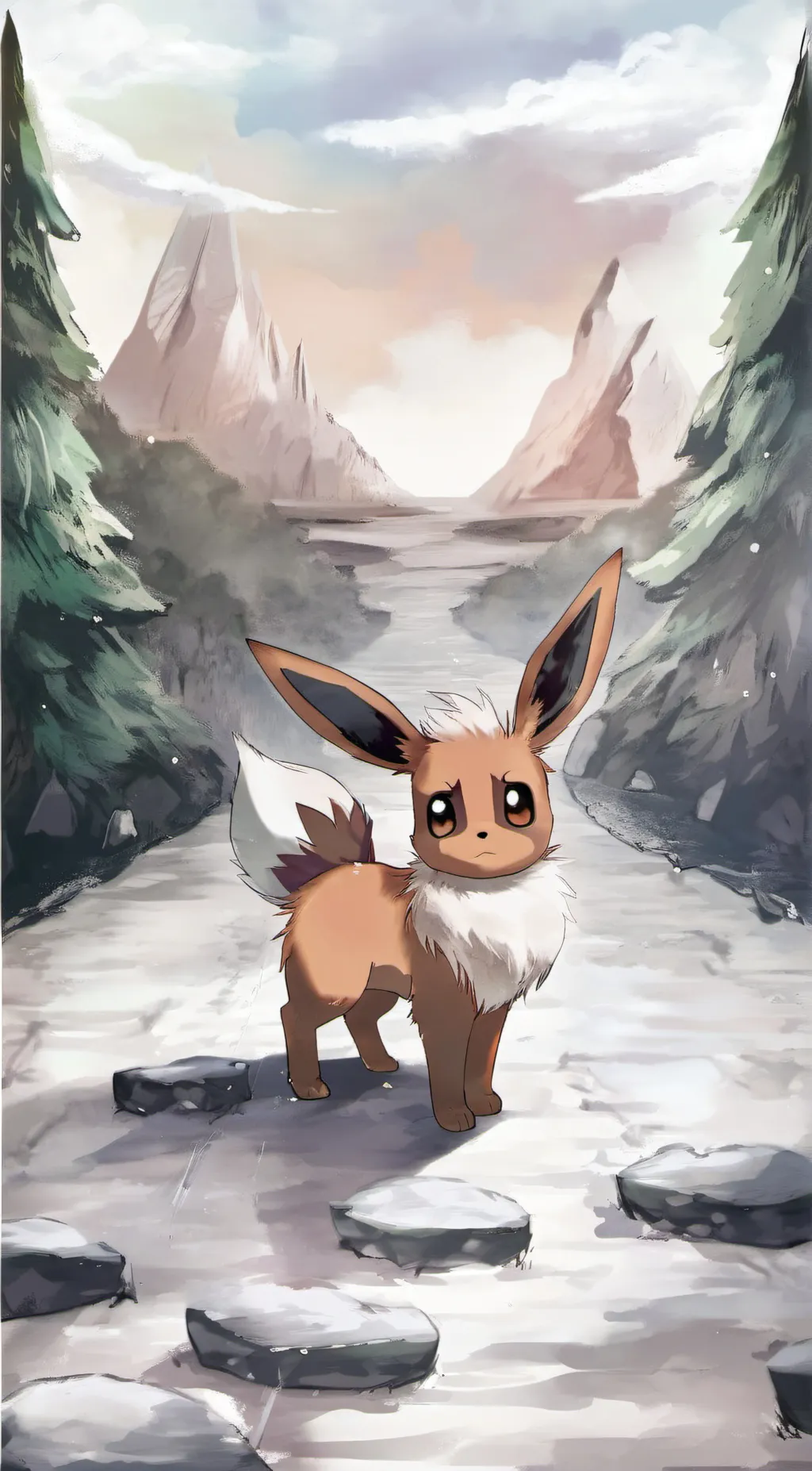 ai character: eevee  background