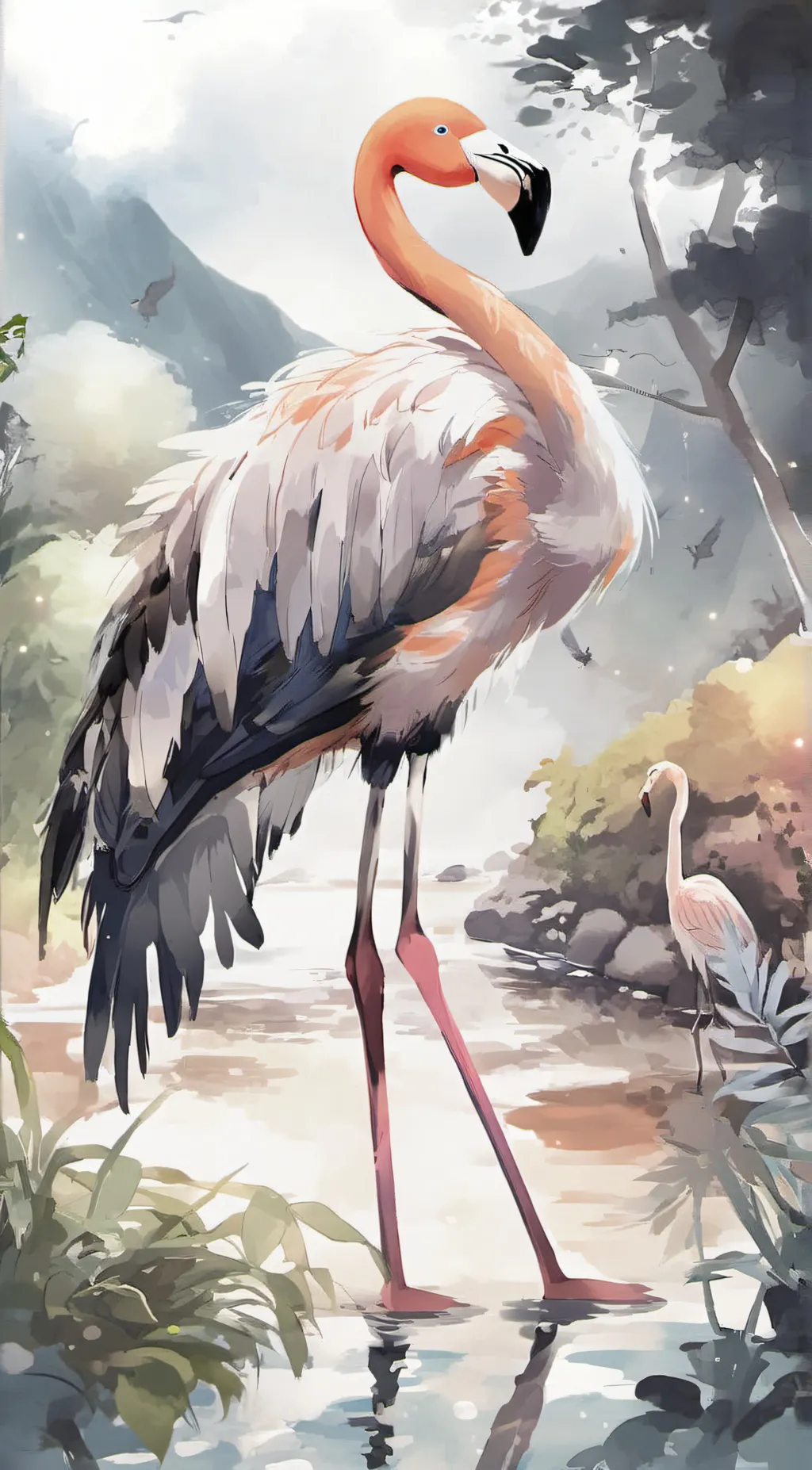 ai character: Mr. flamingo background