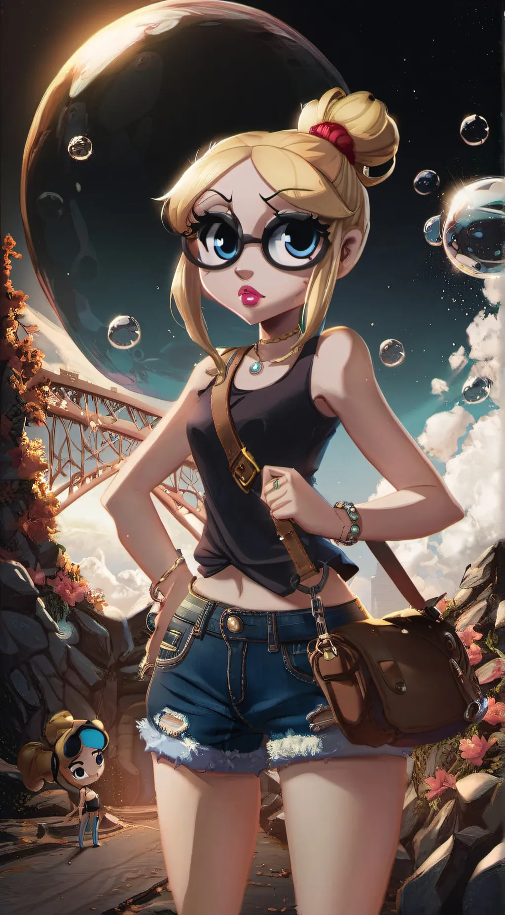 ai character: Bubbles!!🌊💙 background