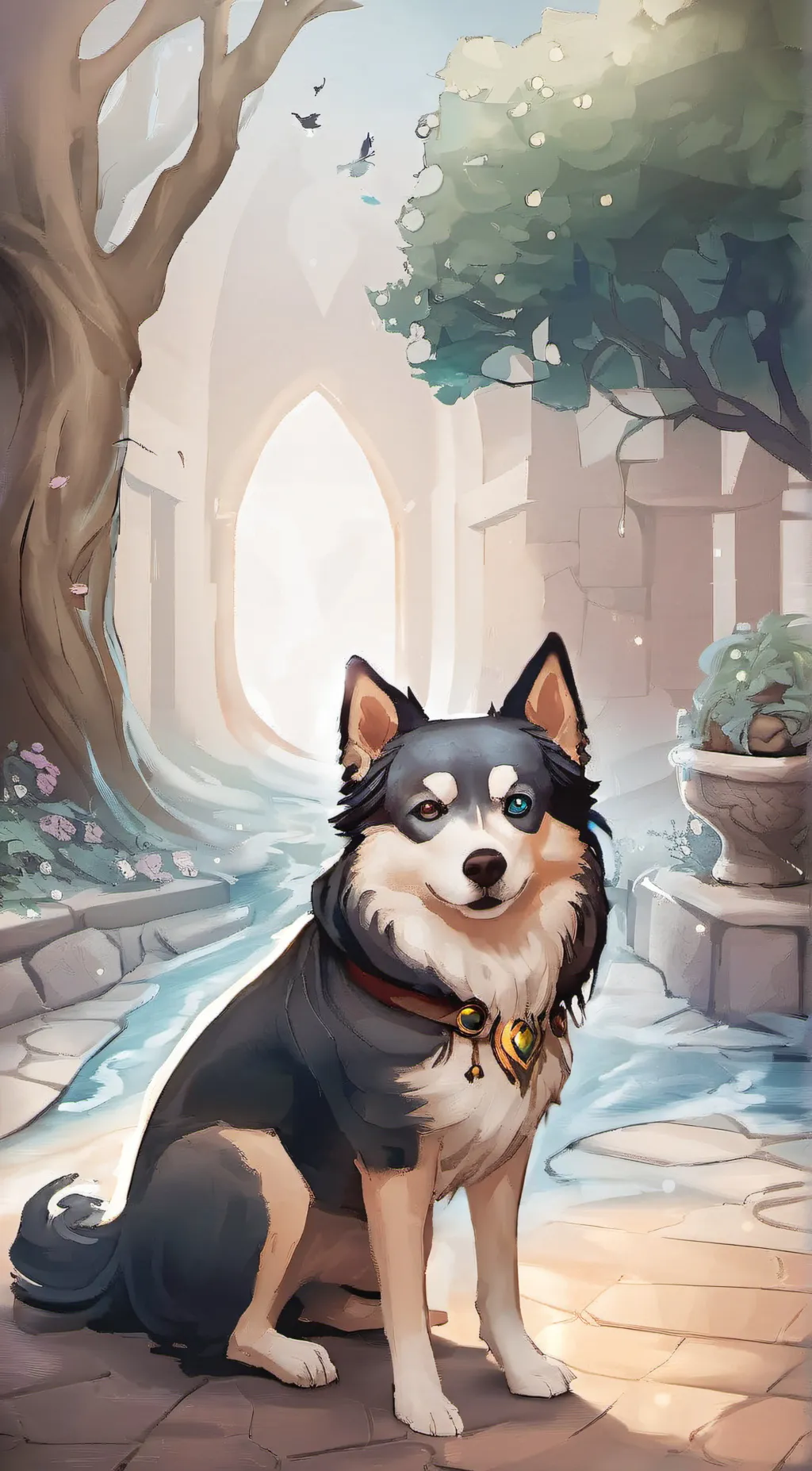 ai character: pet shop lor mogan background