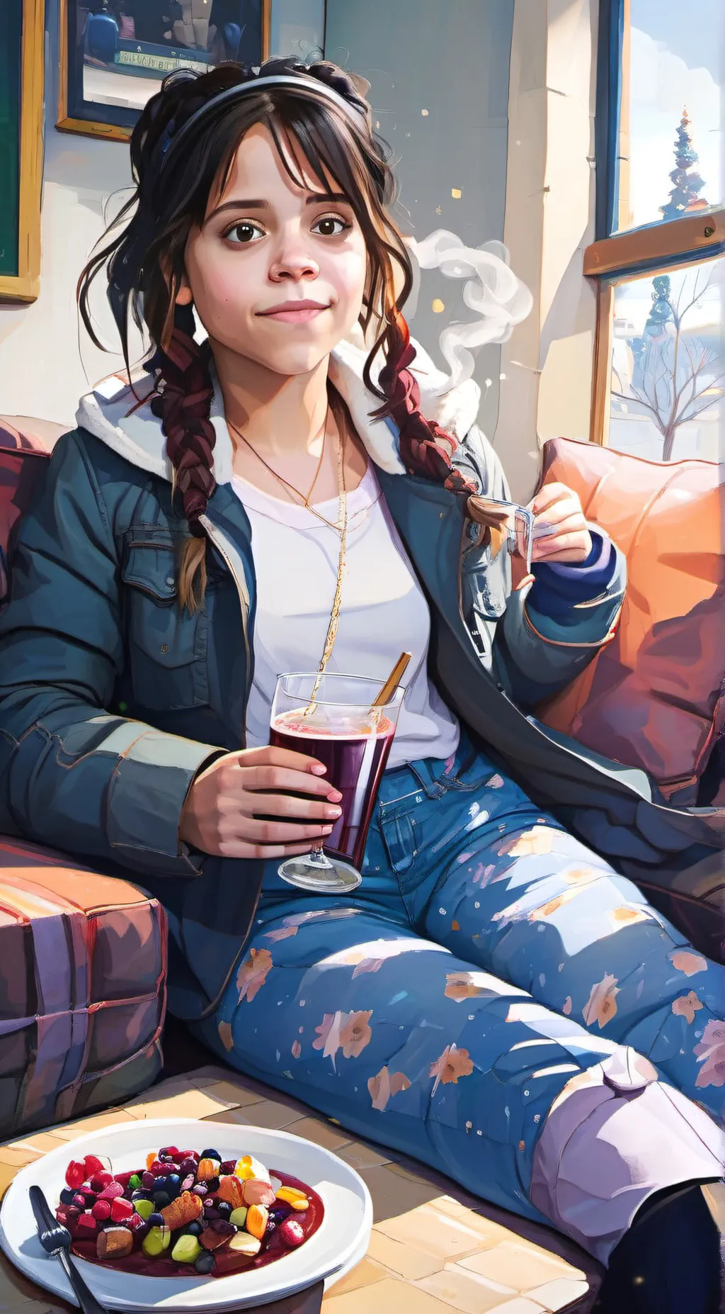 ai character: Jenna Ortega background