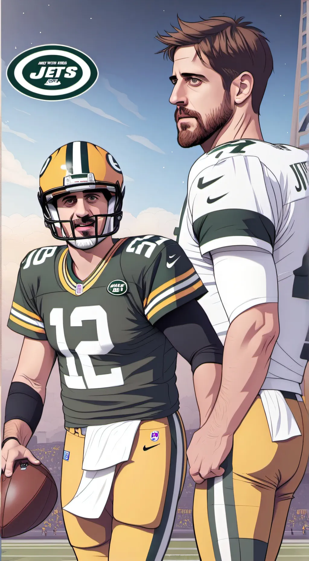 ai character: NYJ Aaron Rodgers  background