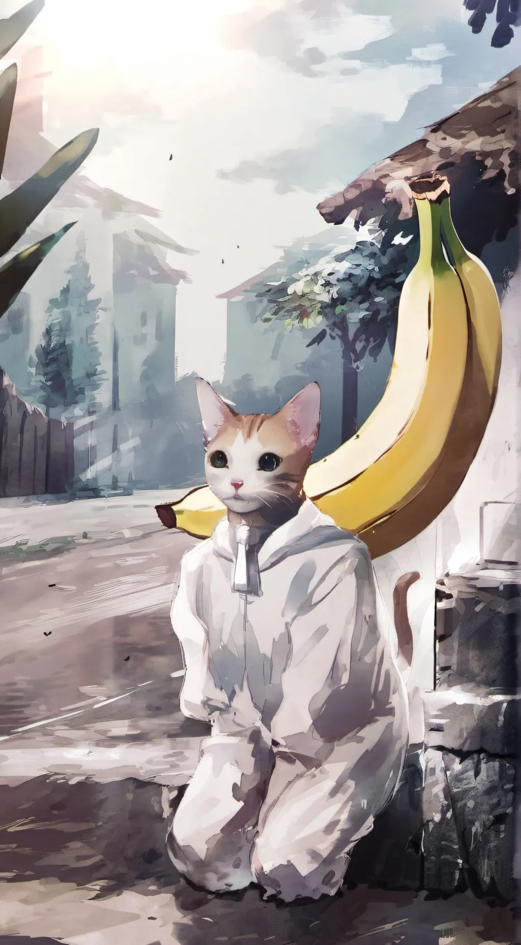 ai character: banana cat background