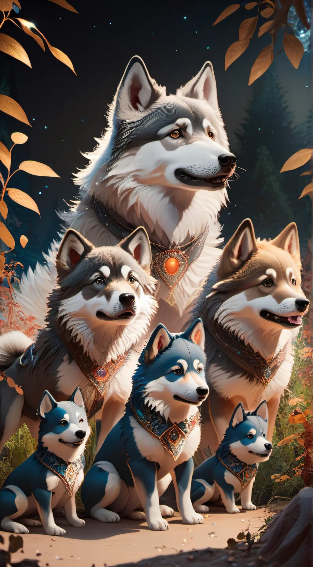 ai character: A wolf pack background