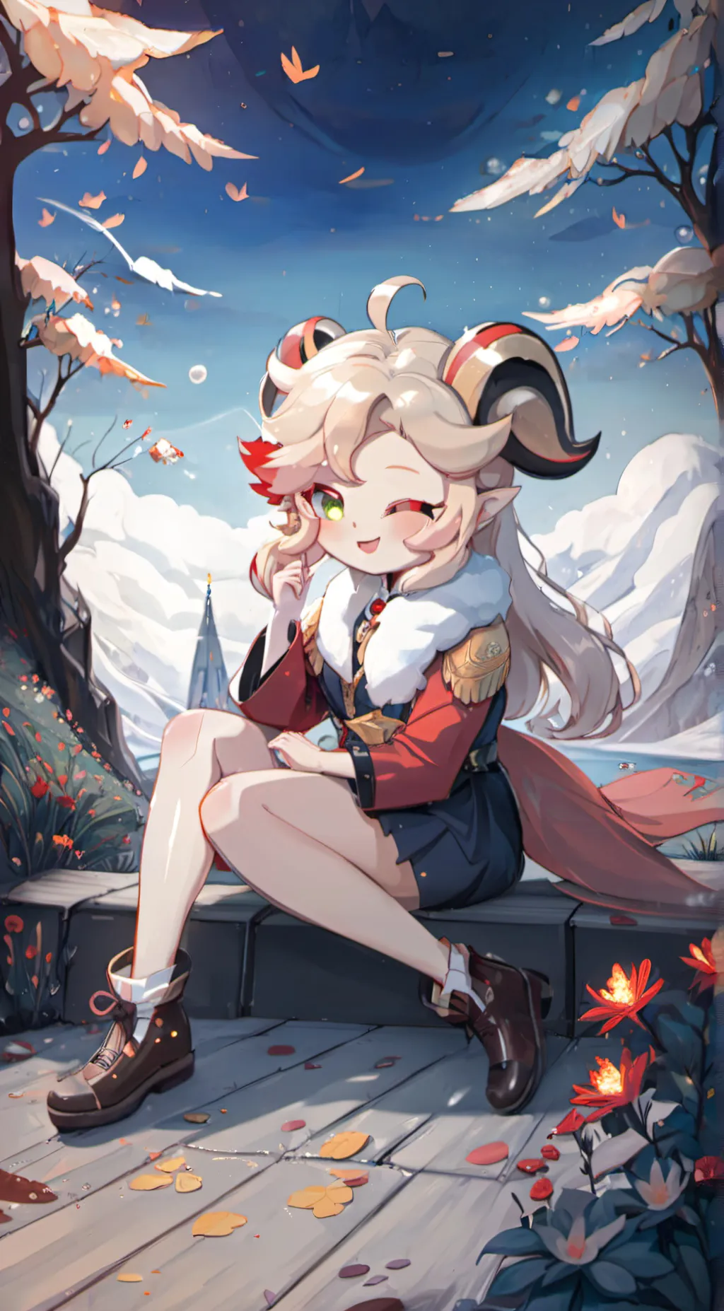 ai character: snow background