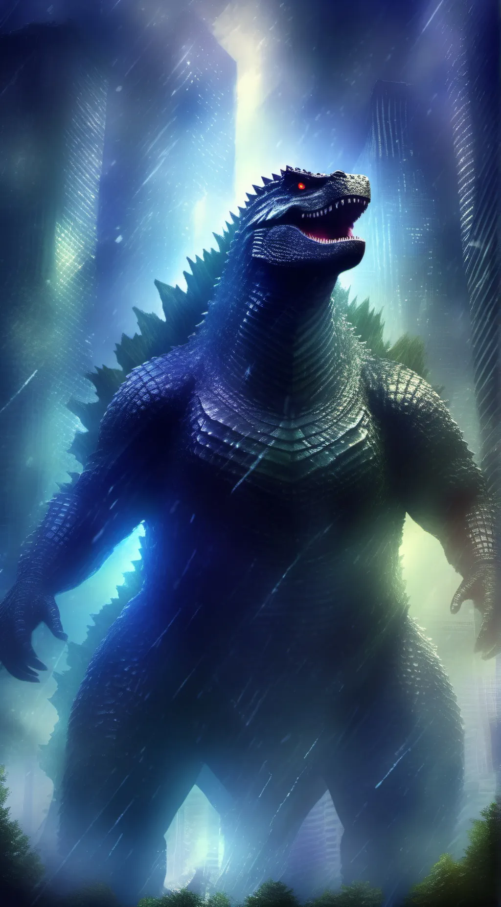 ai character: Godzilla background