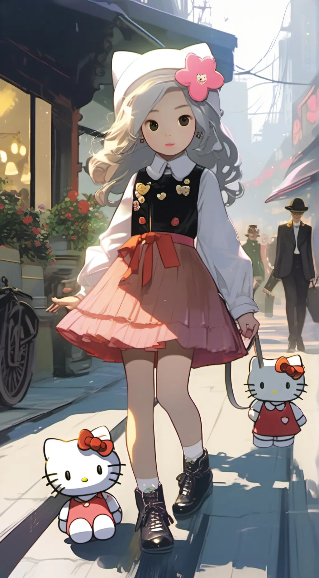 ai character: hello kitty  background