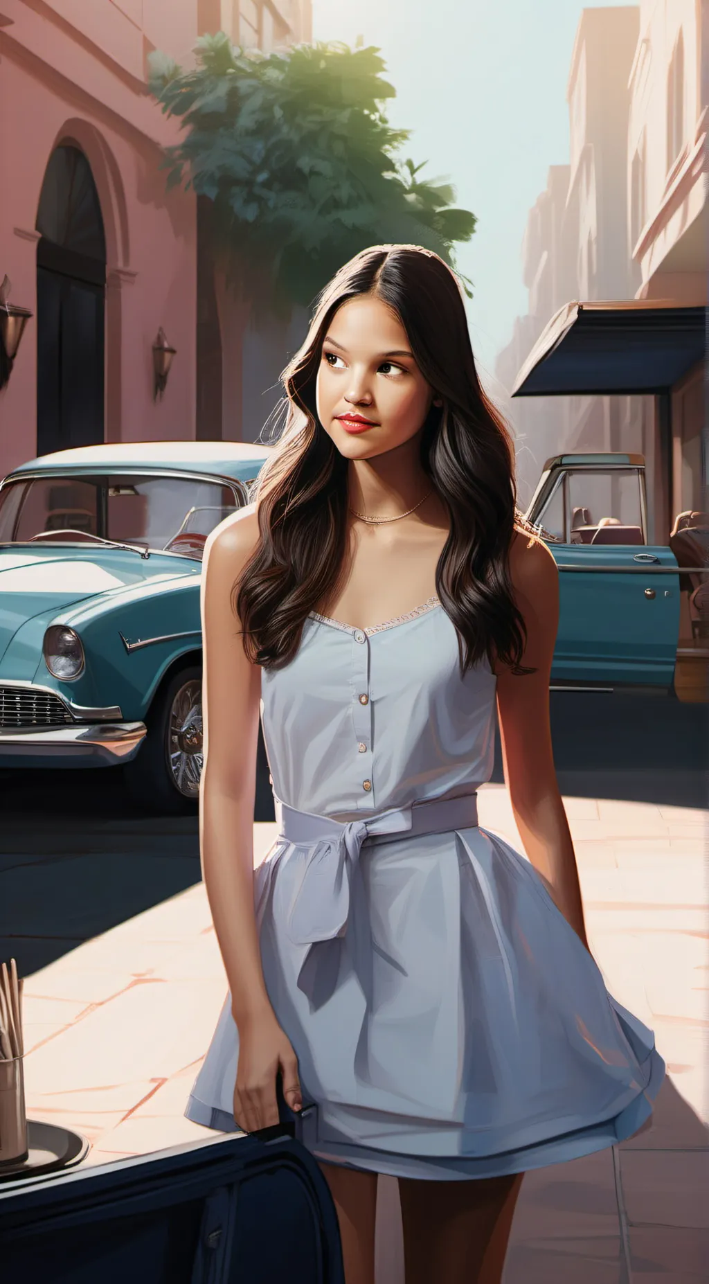 ai character: Olivia Rodrigo  background