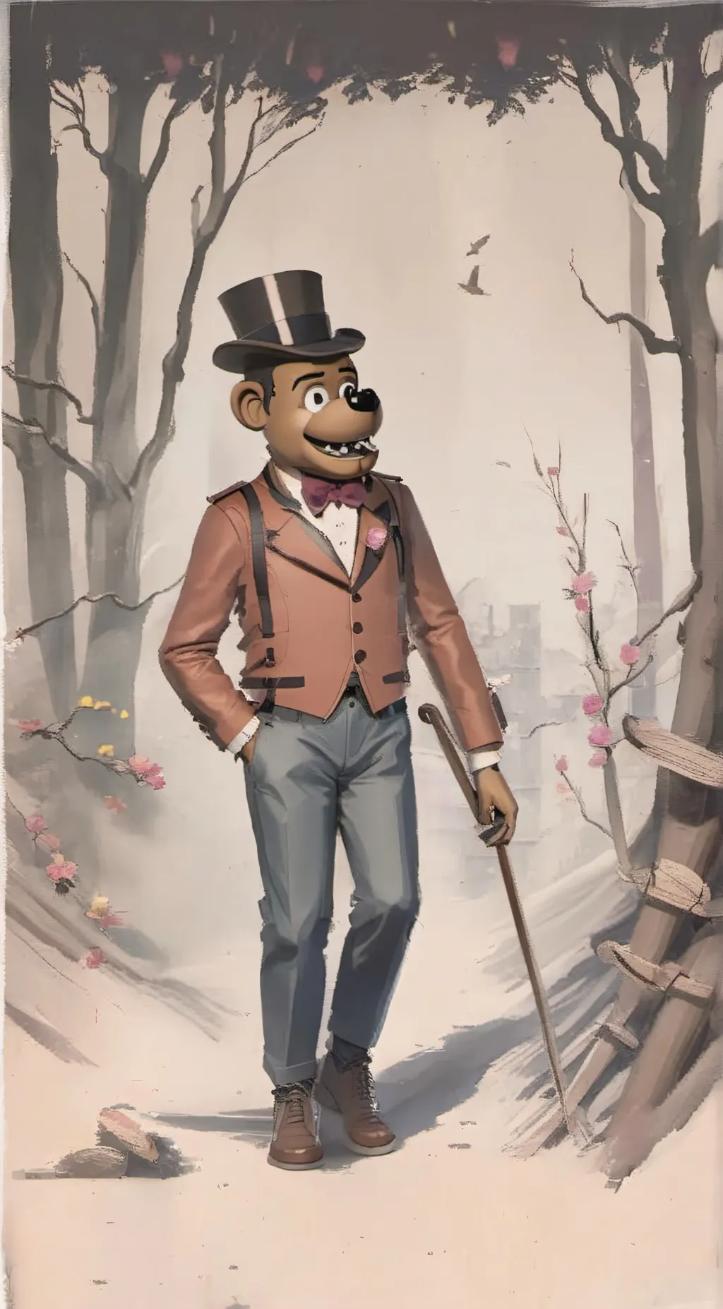 ai character: toy Freddy  background