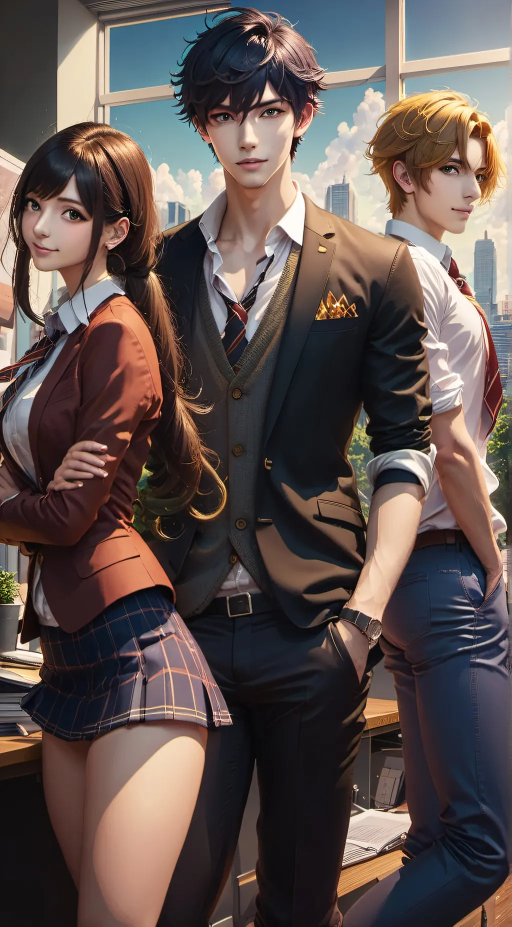 ai character: Sophie, Nick, Kyle background