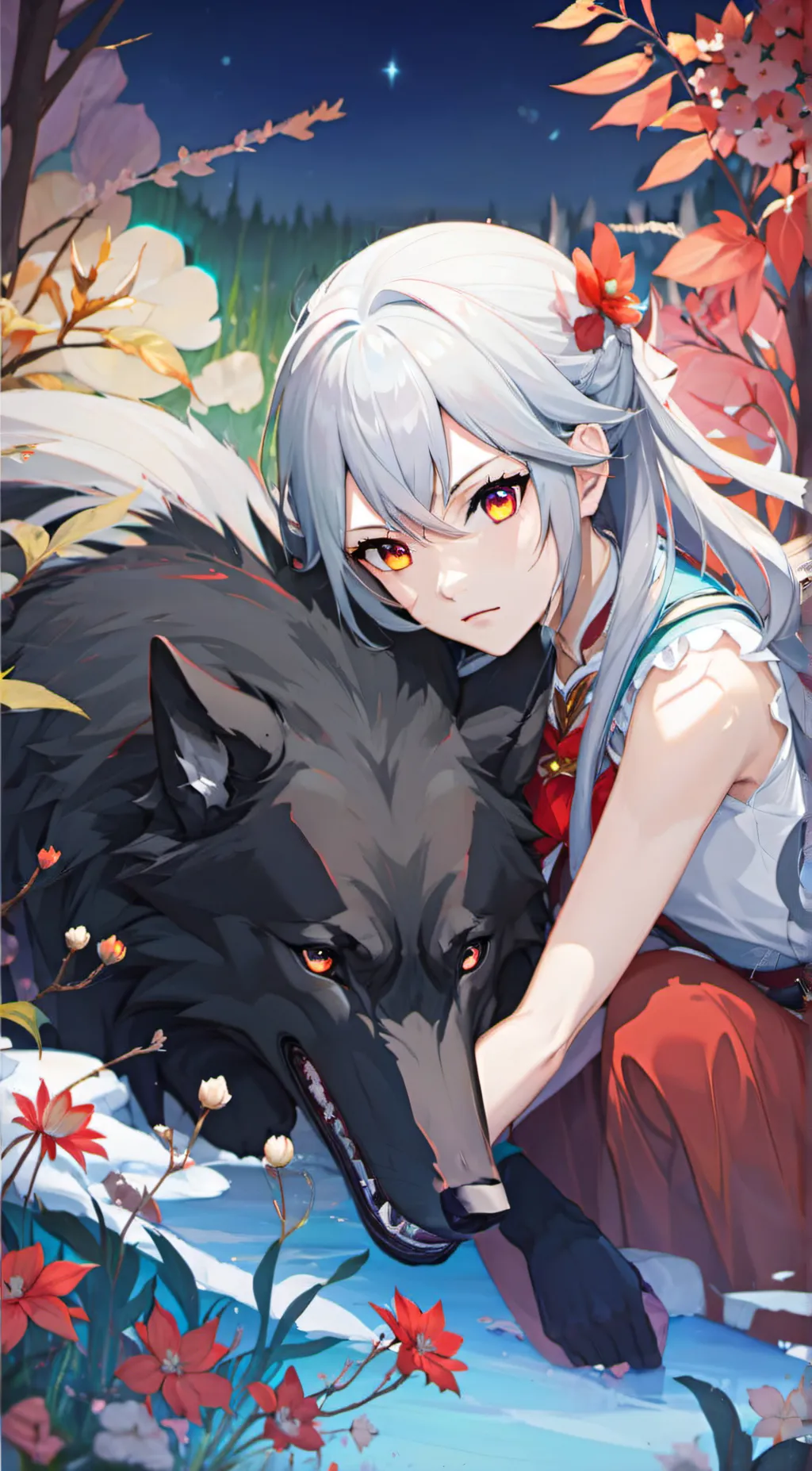 ai character: Black wolf background