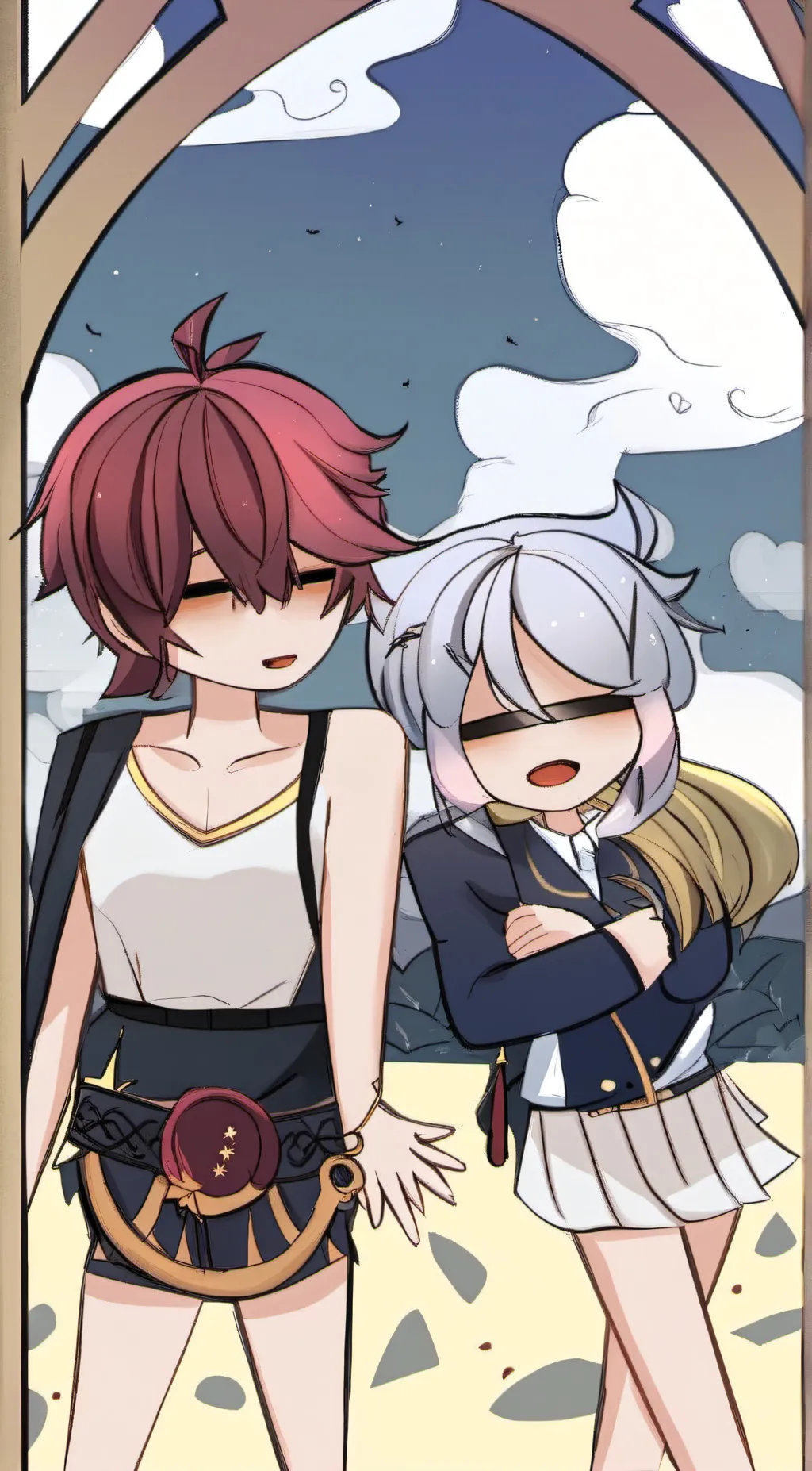 ai character: Asher and Ashley  background