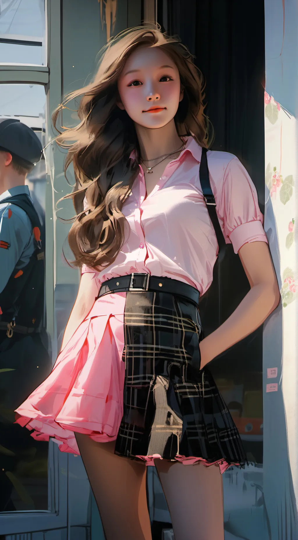 ai character: cute girl  background