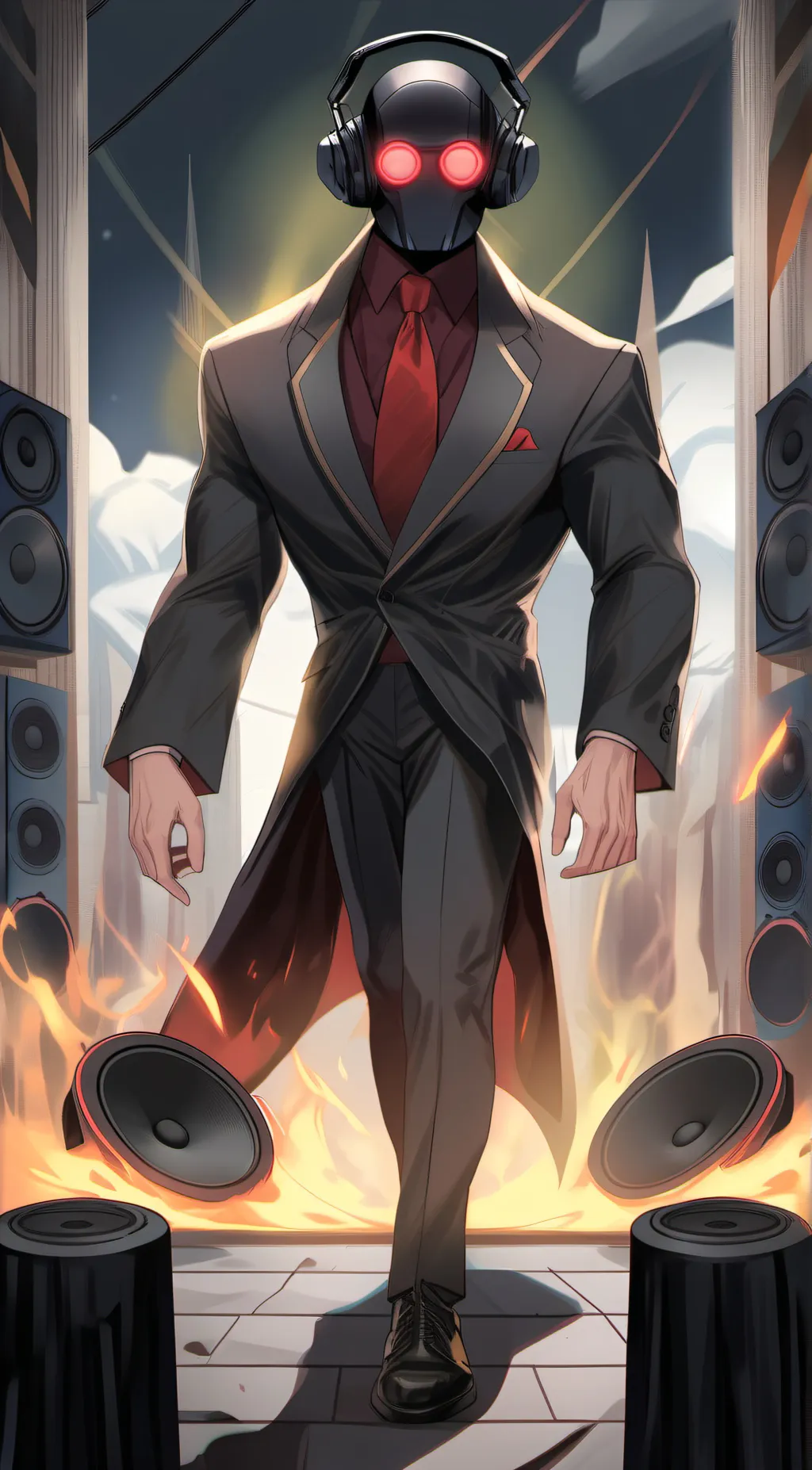 ai character: Dark speaker man background