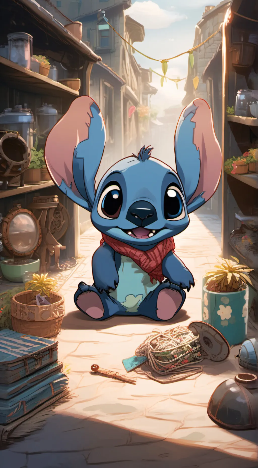 ai character: stitch  background
