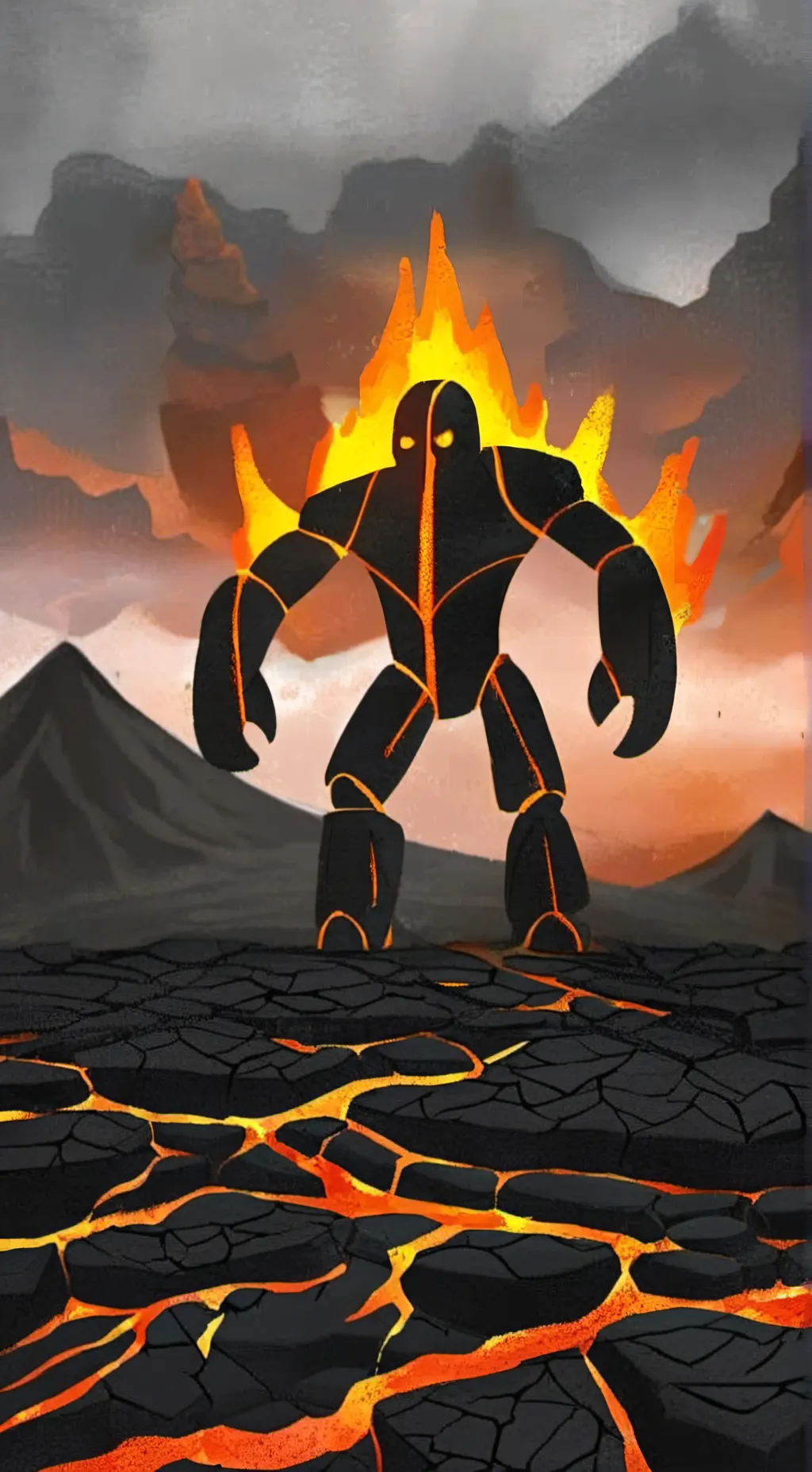ai character: lava golem background