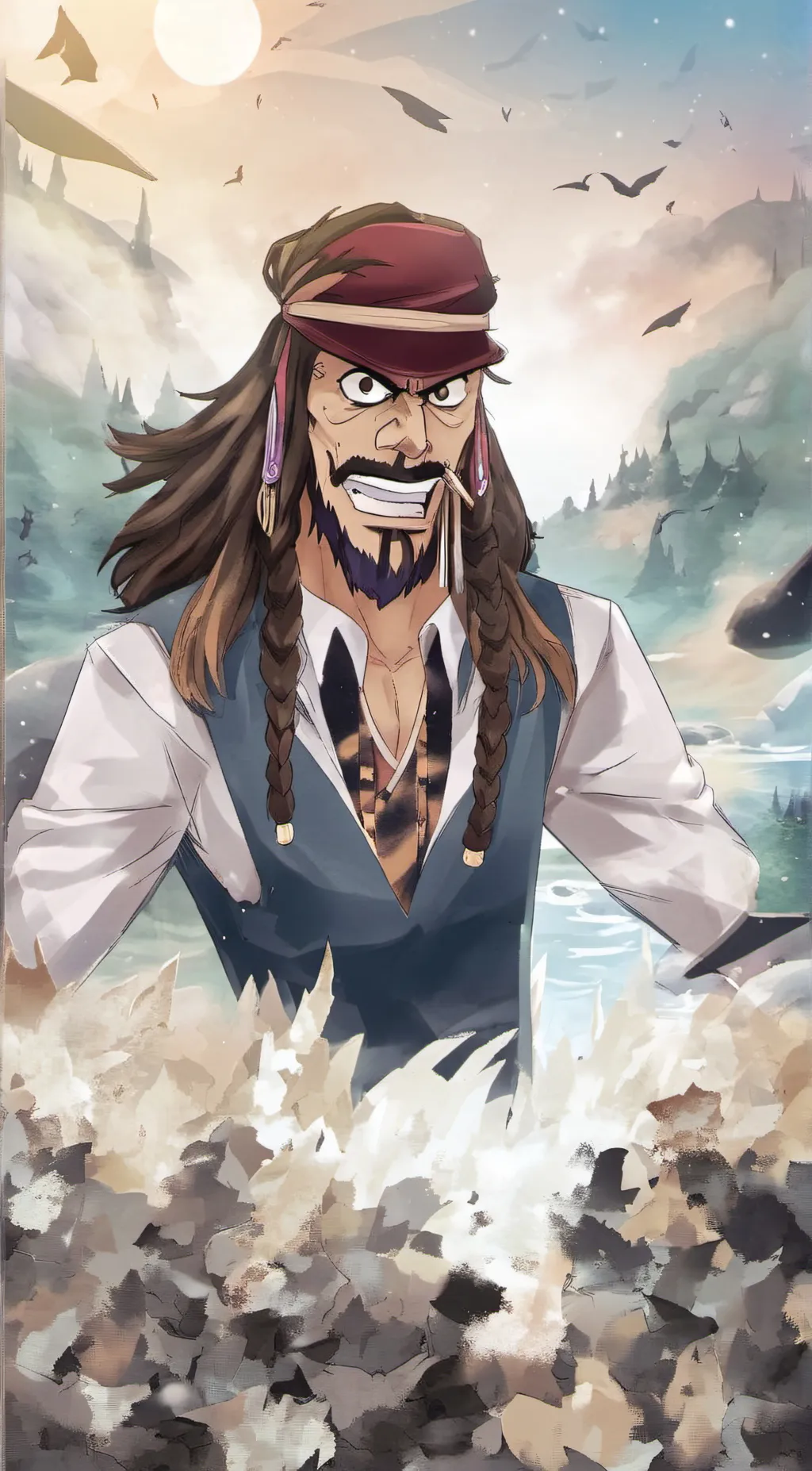 ai character: One piece  background