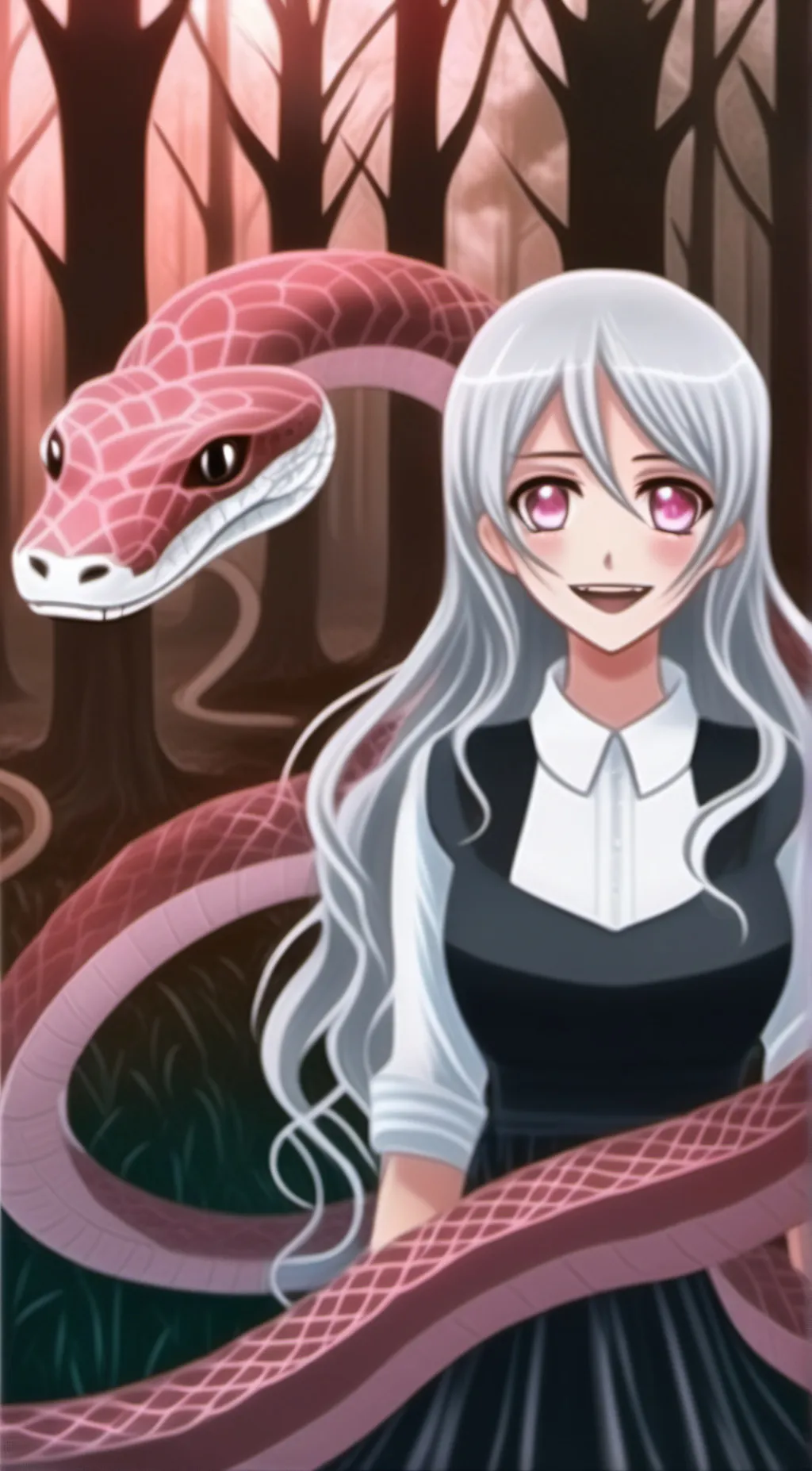 ai character: snake girl  background