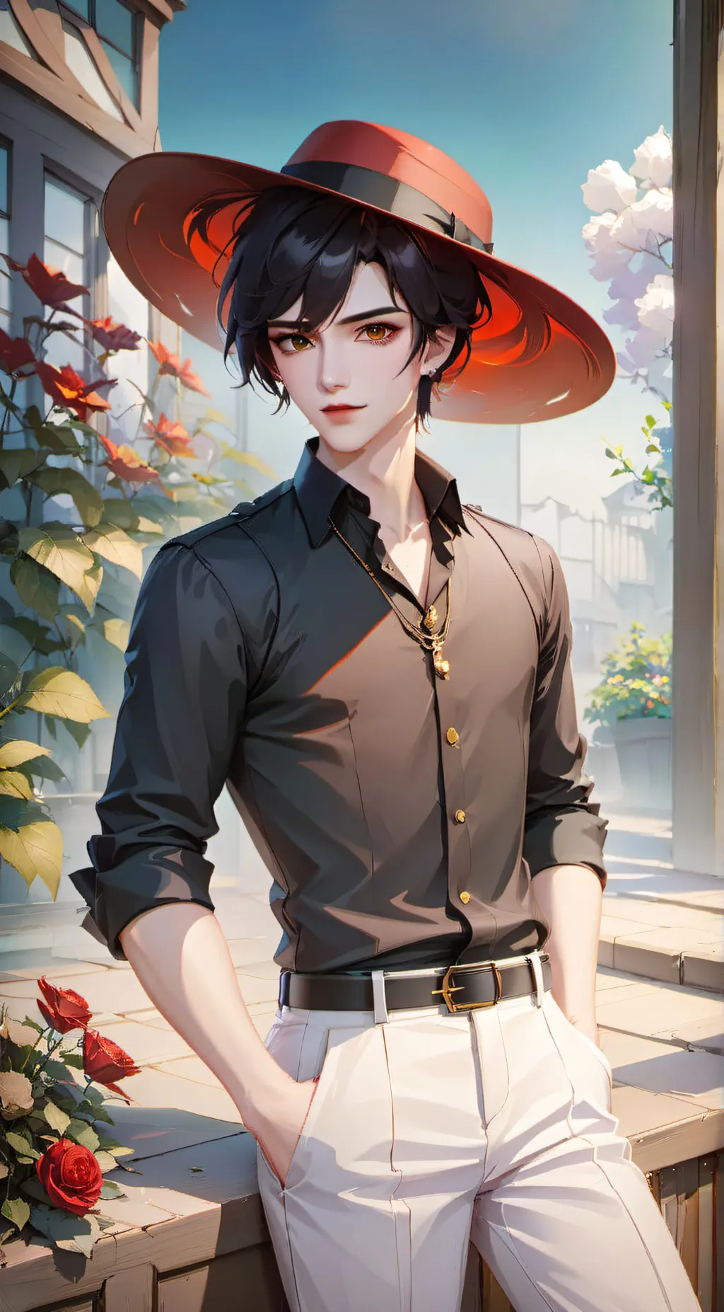 ai character: muzan and 6 upper  background