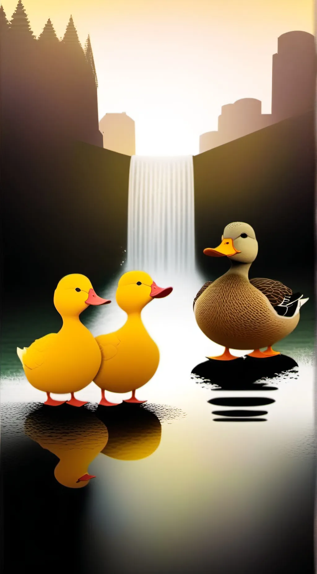 ai character: cute ducks background