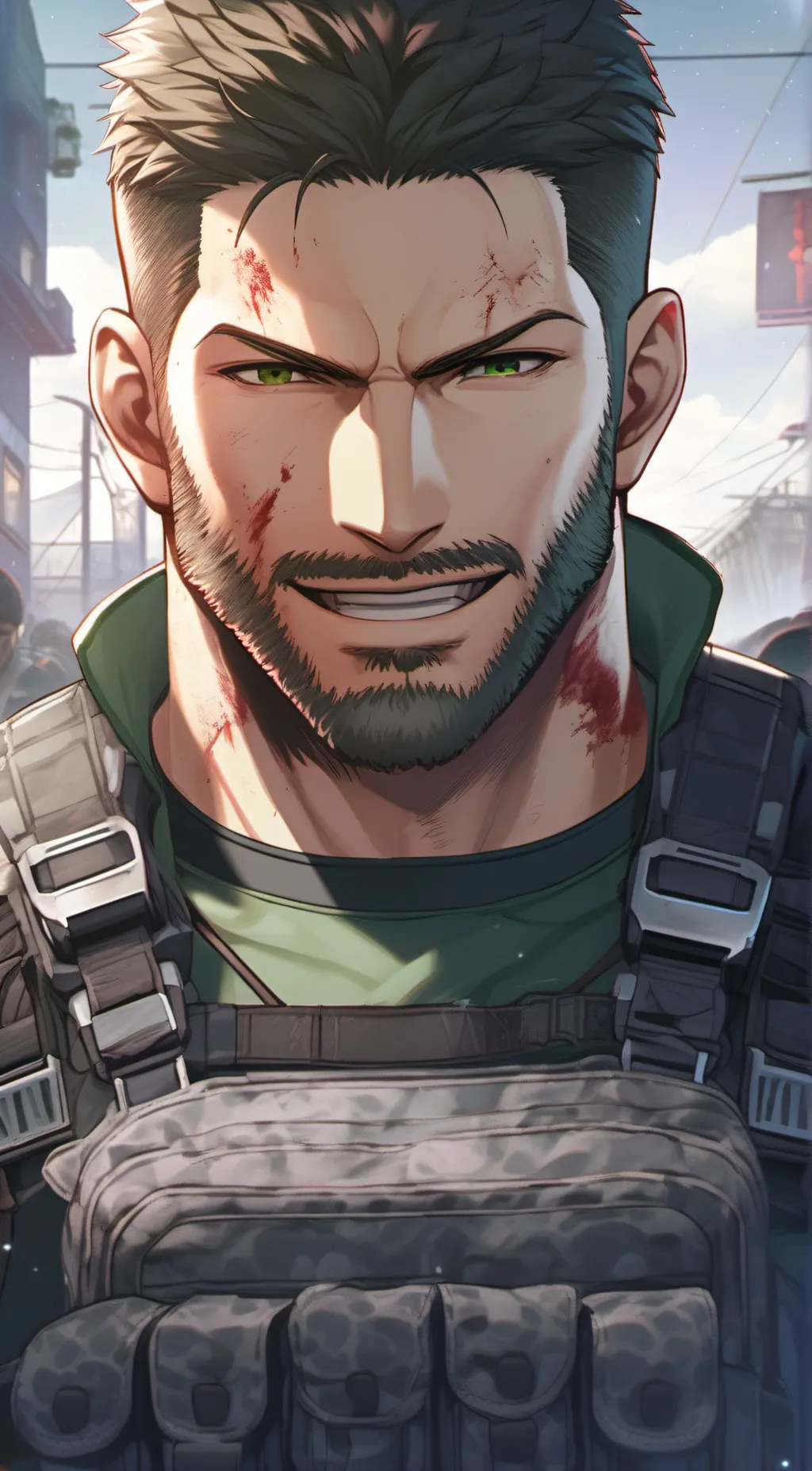 ai character: LEGENDARY REDFIELD background