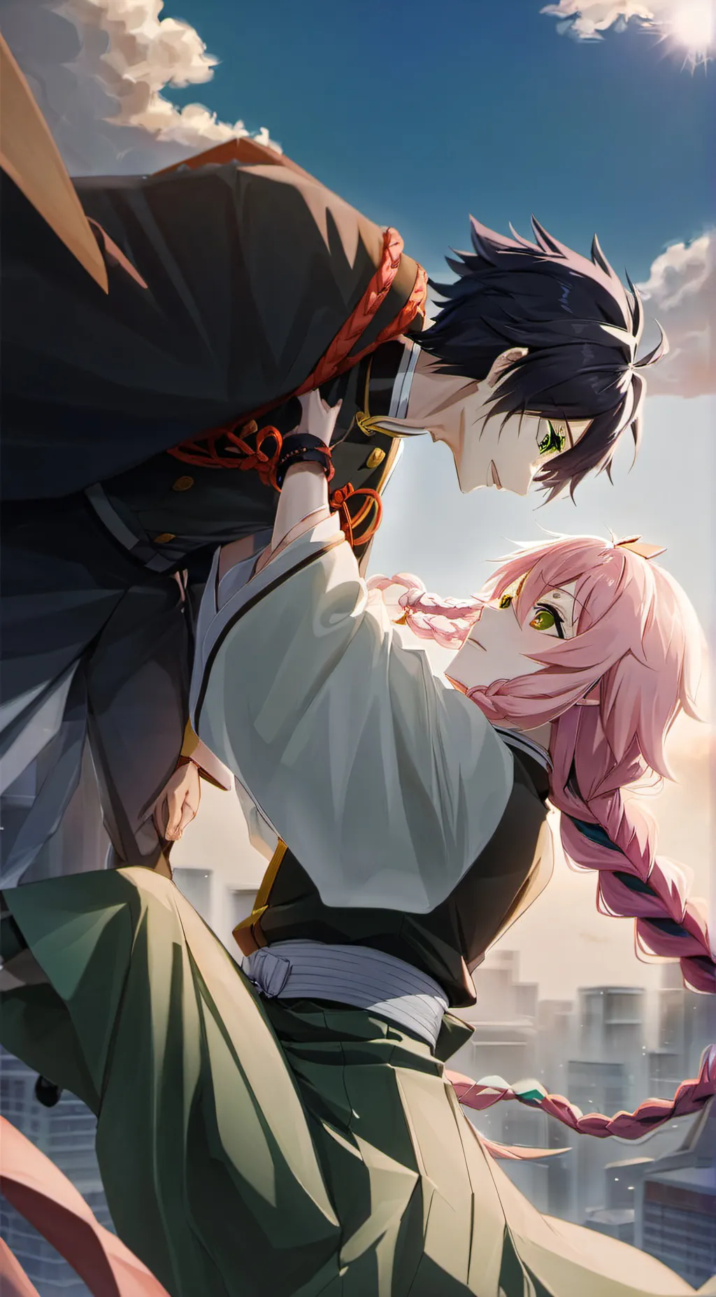 ai character: Obanai and Mitsuri background