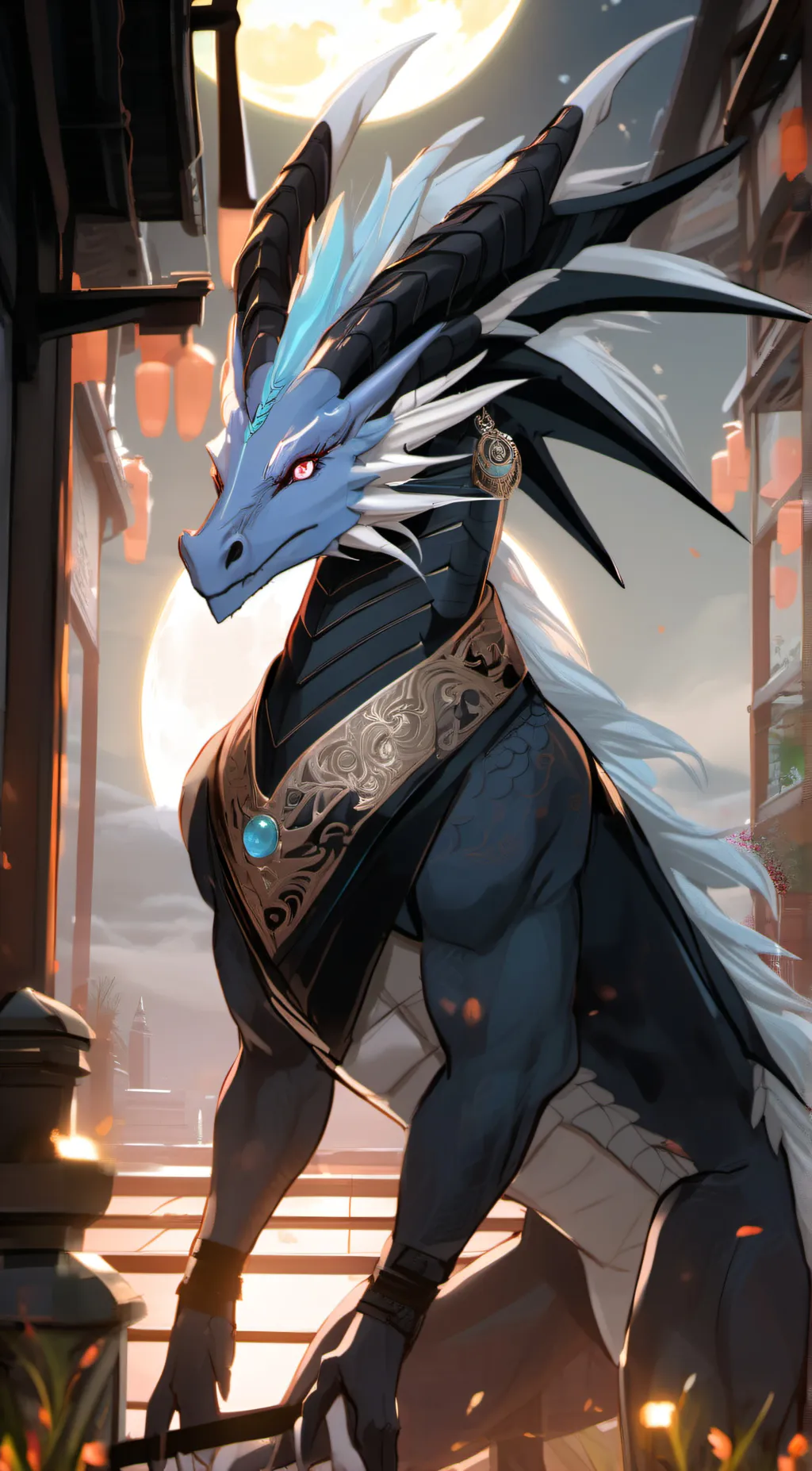 ai character: Moon dragon  background