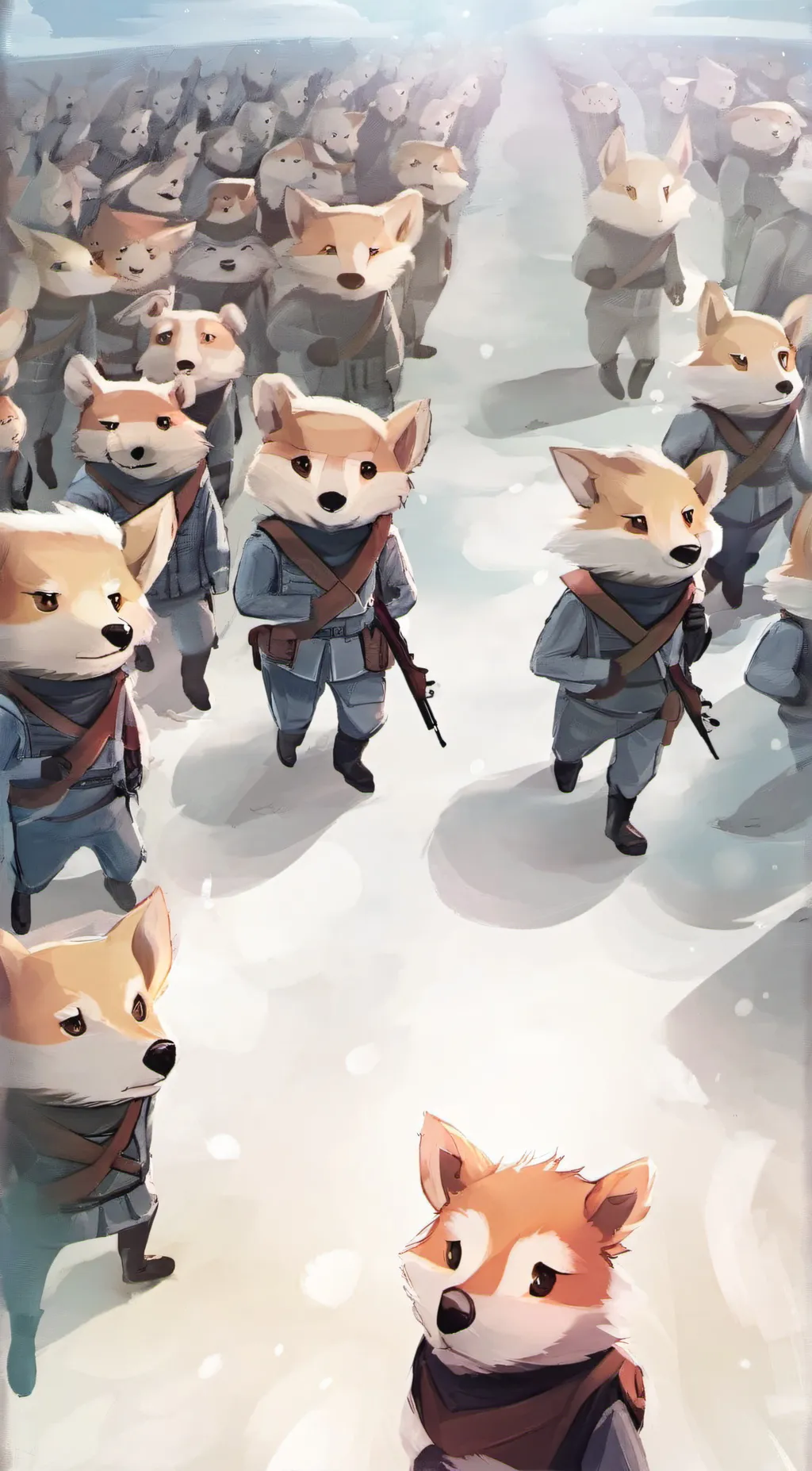 ai character: army of furry background