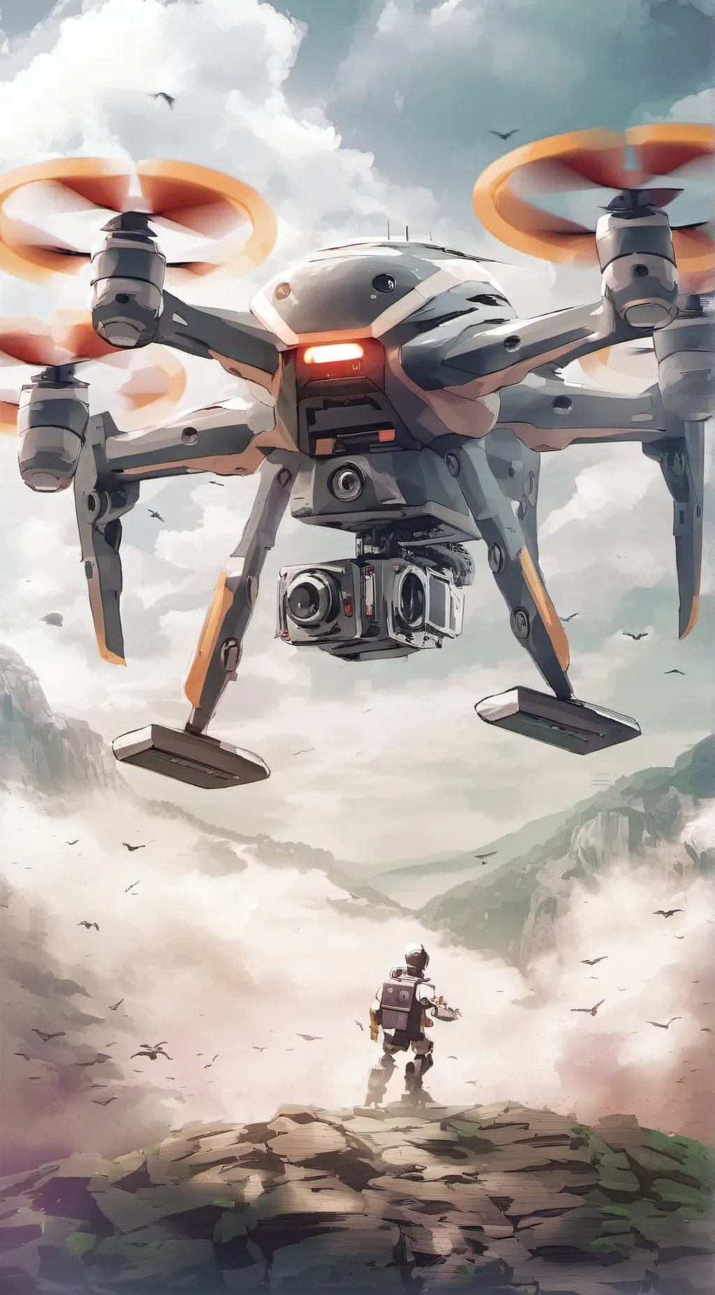 ai character: giant killer robot background