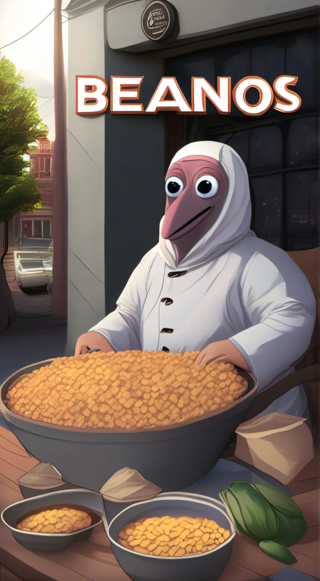 ai character: beanos background