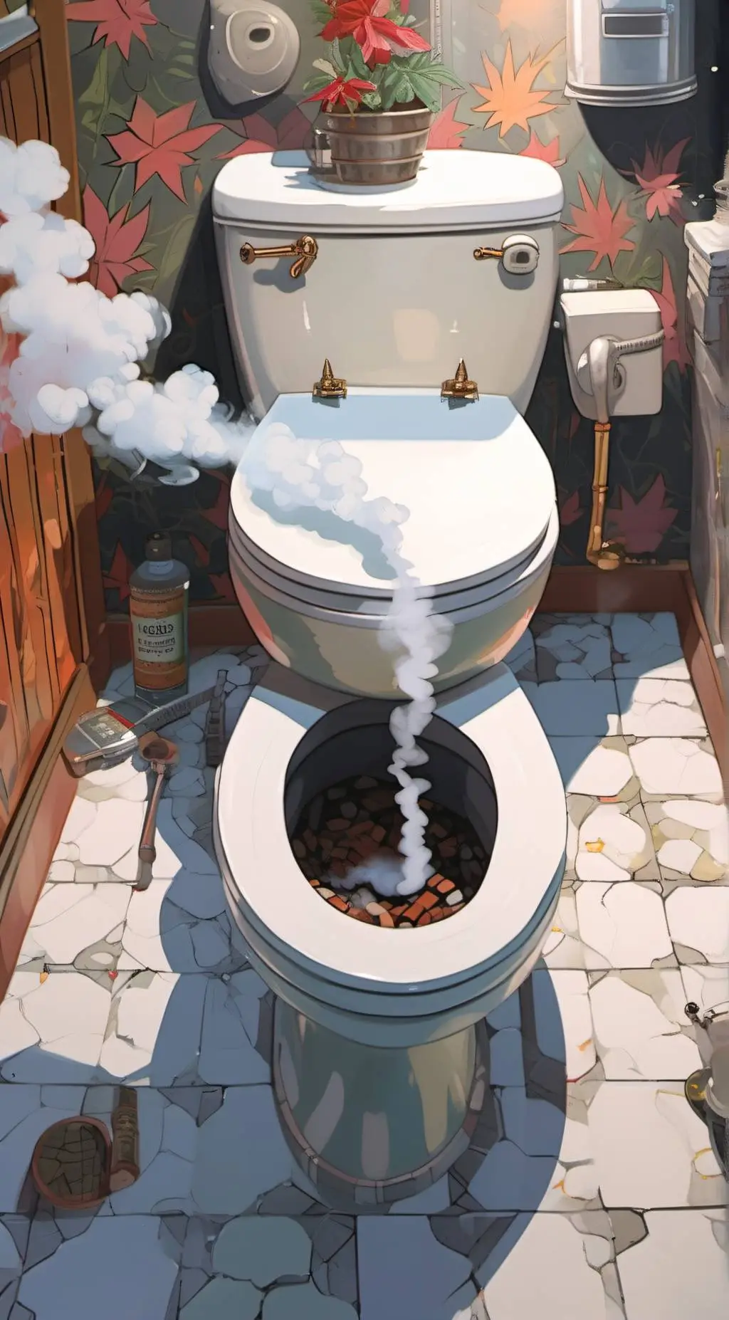 ai character: toilet smoke background