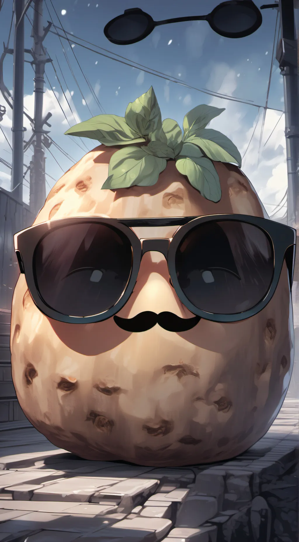ai character: SUS potato background