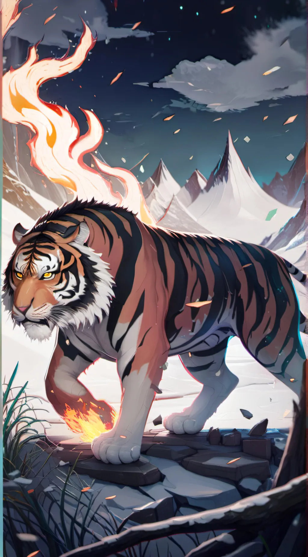 ai character: fire tiger background